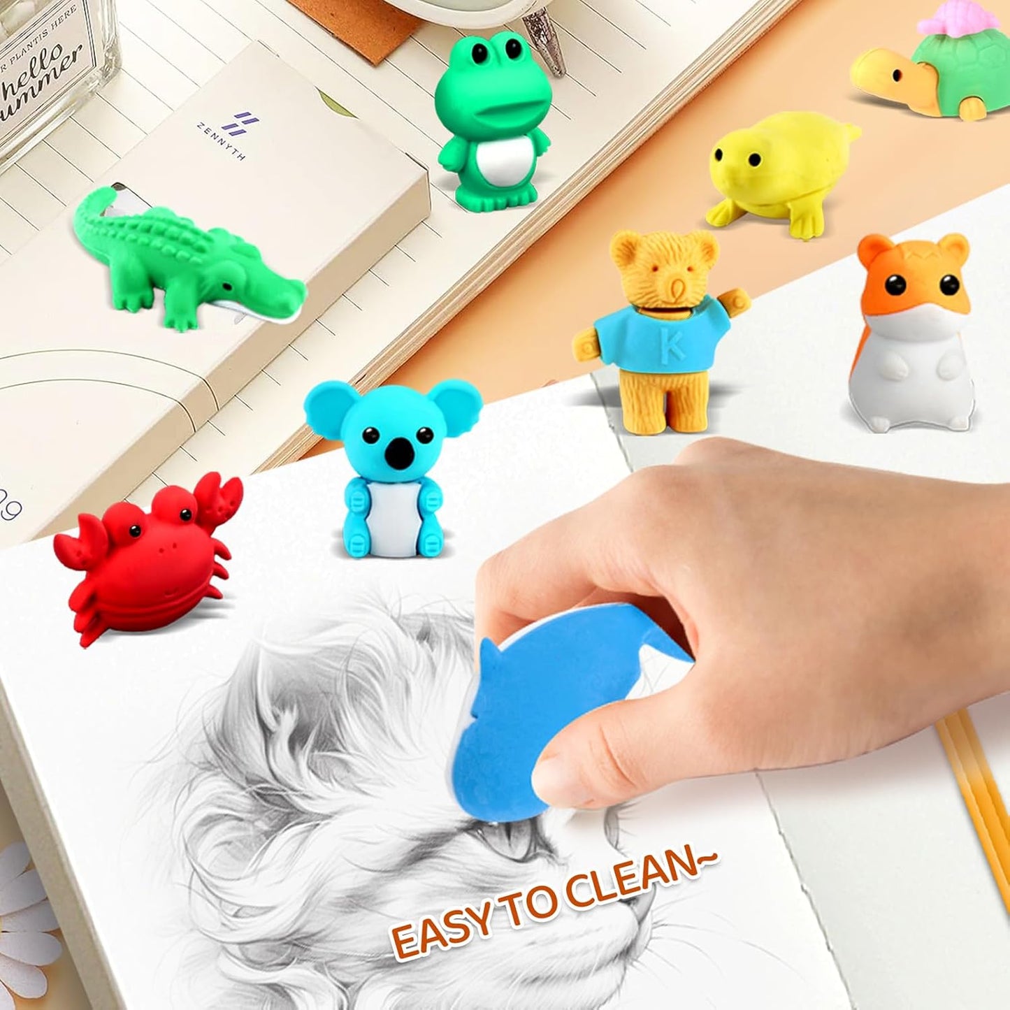 111Pcs Animal Erasers Desk Pets for Kids Animal Pencil Erasers Bulk Puzzle Eraser Toys Gifts for Classroom Prizes,Game Reward,Treasure Box,Easter Egg Fillers,Goodie Bag Stuffer,Party Favors