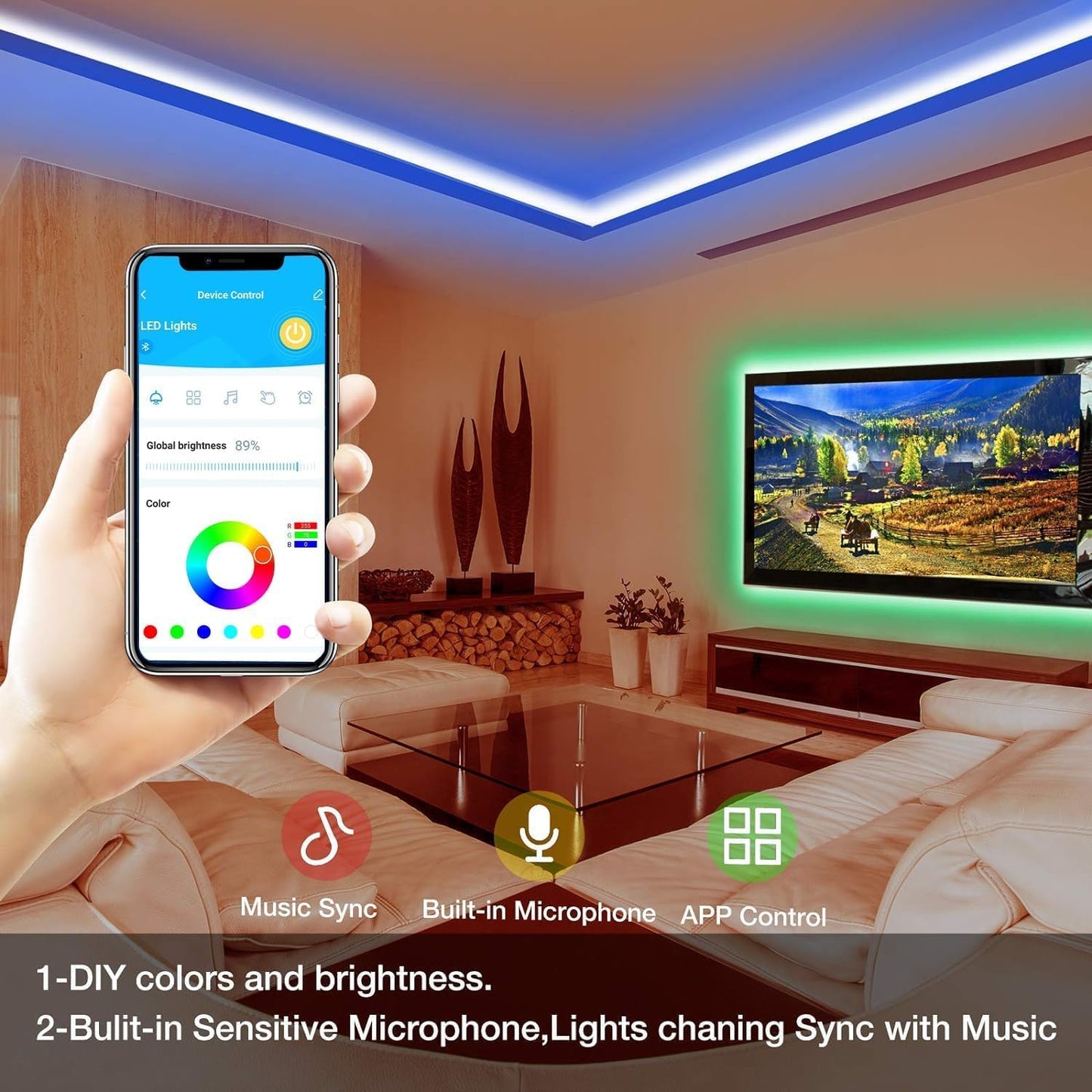 DAYBETTER Smart RGB Led Strip Lights, 300ft Led Lights for Bedroom with App Control, Multicolor Changing Led Light Strips Apply for Home Decor, Living Room, Kitchen, Home Party Decoration