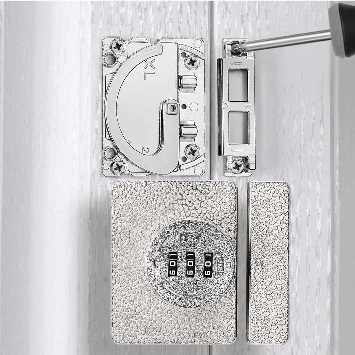 Silvery Cabinet Lock,3 Digit Password Keyless,Anti Pry Mechanical Password Lock,Protect Privacy,for Drawer,Cabinets,Locker, Closet,Windows,Sliding Door,Bathroom,and Garden