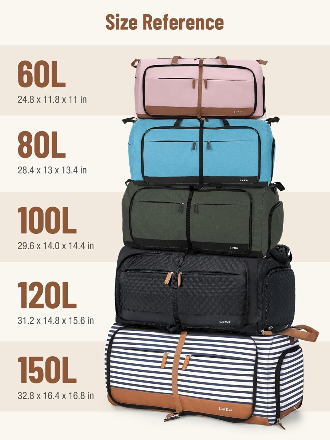 Lekesky Foldable Travel Duffel Bag for Women, 80L Large Duffle Bag with Separate Shoes Compartments & Straps, Carry On Weekend Bag for Women, Hospital, Overnight(Azure)