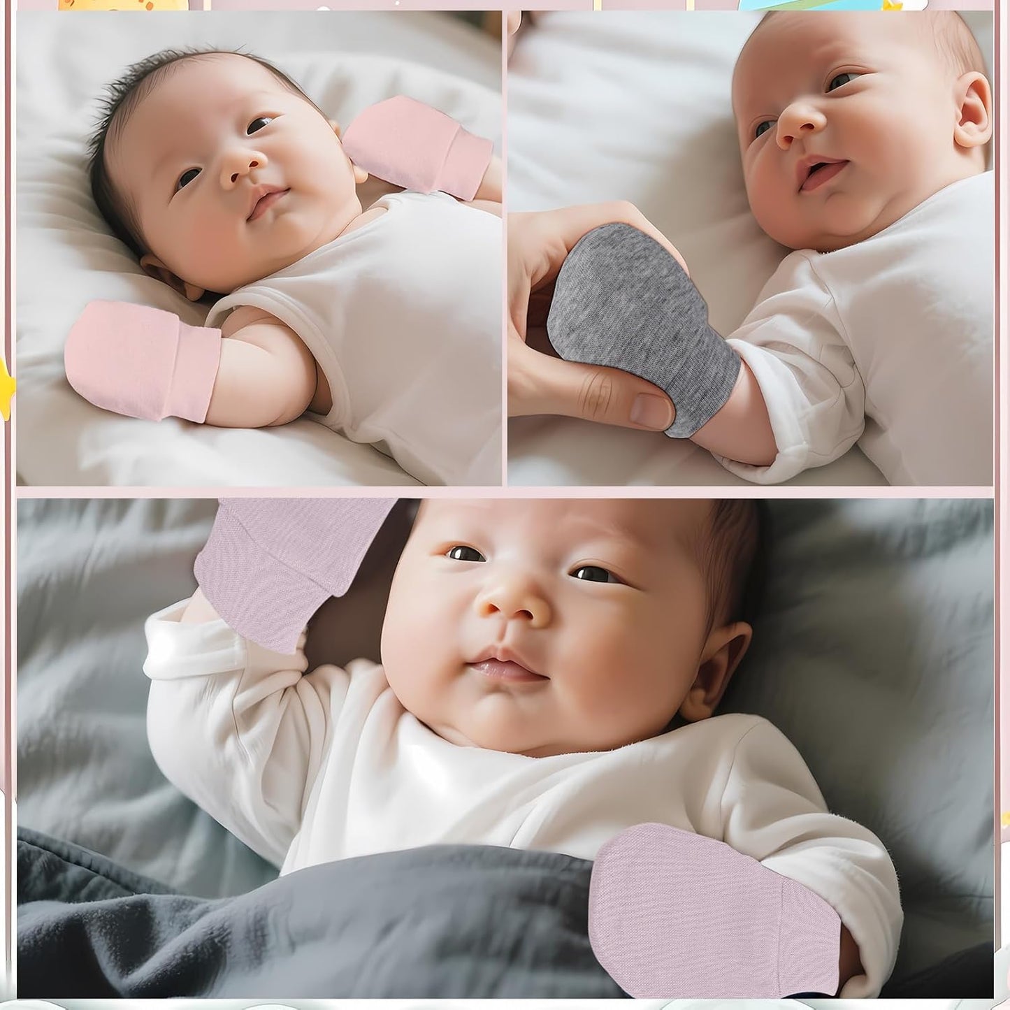 No Scratch Baby Mittens Newborn Infant Toddler Mittens Soft Elastic Wrist Gloves Mitten for 0-6 Months Boys Girls