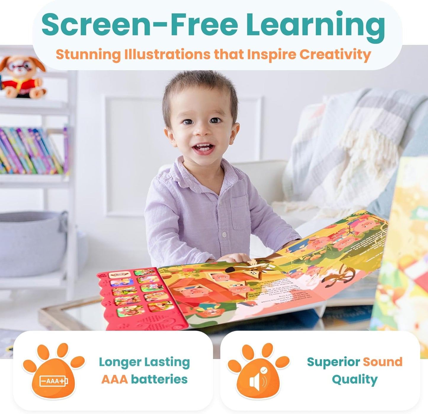 GO GO 9 Fairy Tale Songs: Interactive Sound Book, Musical Books for Toddlers 1-3, Talking Books for Toddlers 1-3, Music Books for Toddlers 1-3, Baby Music Book, Sing Along Books, Baby Book with Sounds