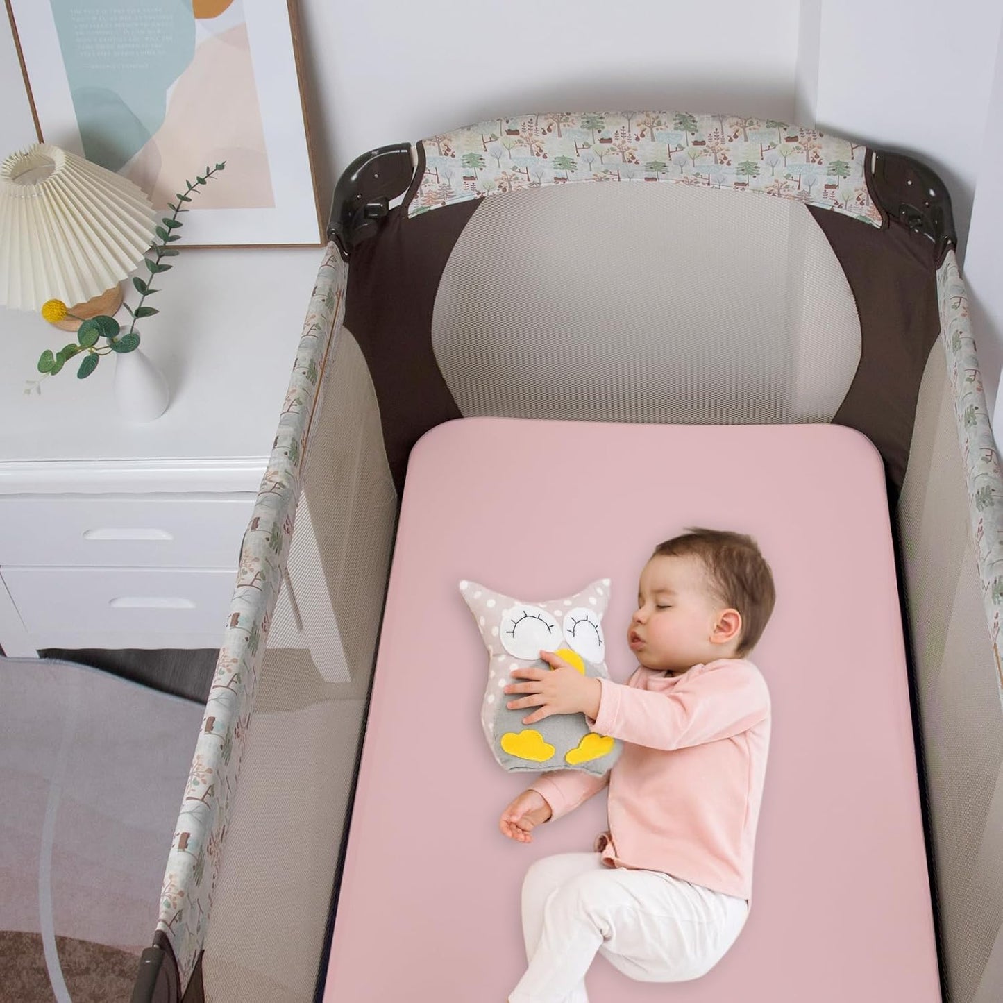 Biloban Mini Crib Sheets Fitted Waterproof 38'' x 24'', 2 Pack Mattress Protector Cover Fits for Dream on Me/Newton Mini Crib Mattress, Portable Sheet for Boys & Girl