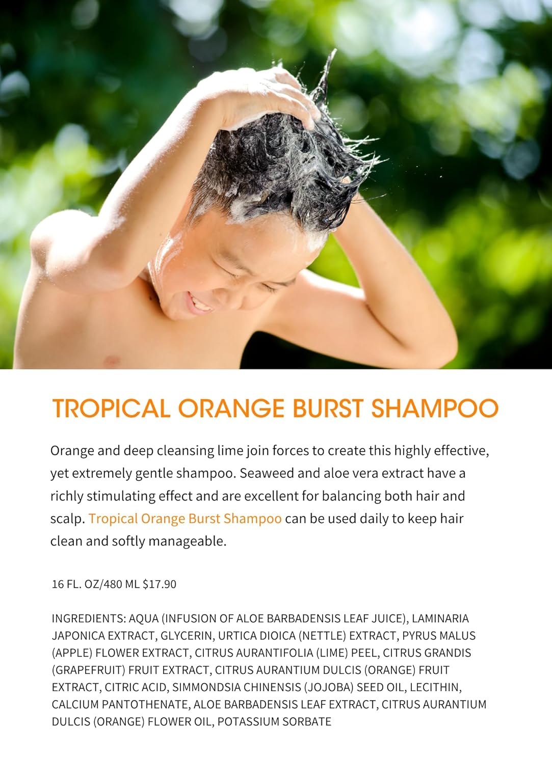 Clean Kids Naturally Tropical Shampoo- EWG Verified, All-Natural, Coconut-free, Gluten-free, Vegan, and Cruelty-free, Paraben-Free (2 Bottles, Orange Burst)