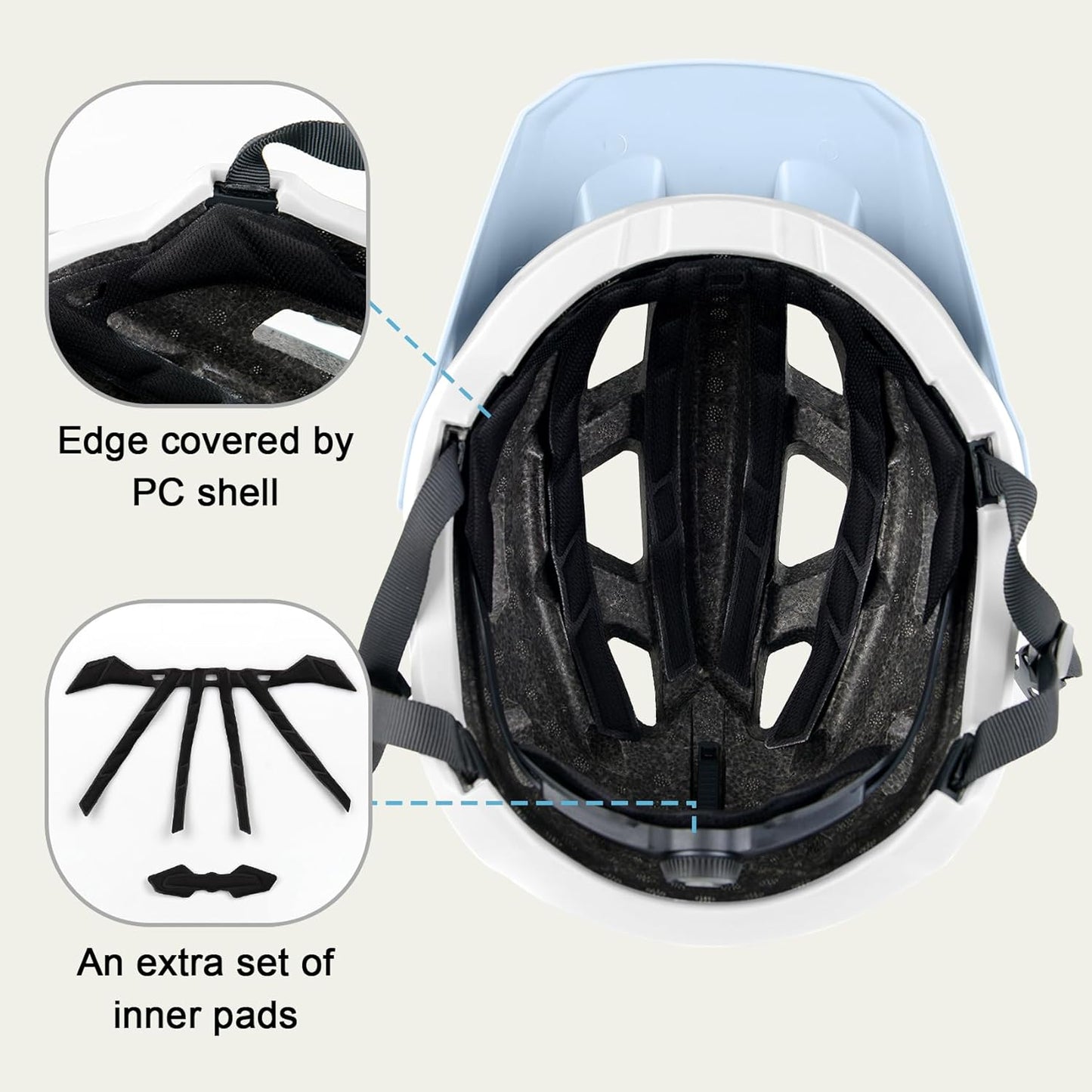 Bike Helmet for Adult & Youth, Lightweight MTB Helmet with Adjustable Visor for Mountain/Road Cycling, 2 Sizes for Men Women Boys Girls