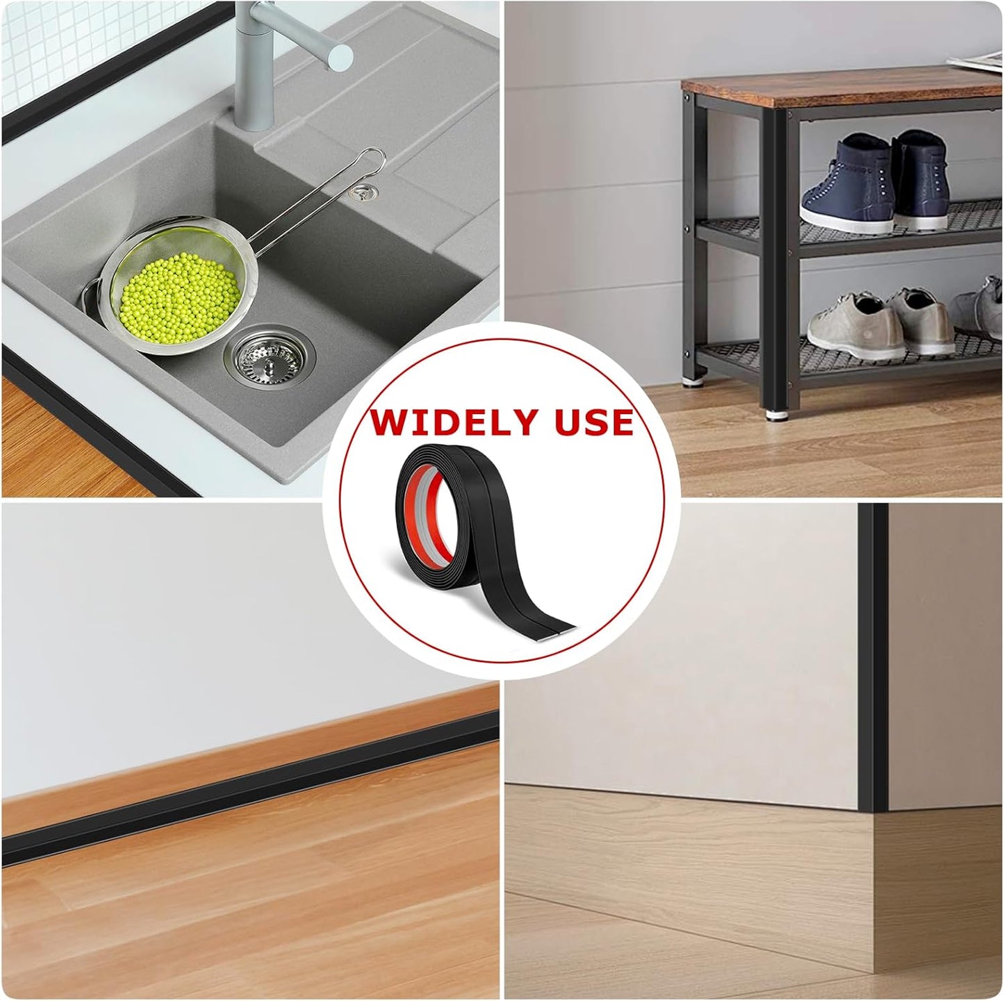 Flexible Wall Corner Protector Moulding Trim Peel and Stick Wall Corner Guards Edge Protector Self Adhesive Molding Trim Strip for Edge Ceiling (Black, 1.6 in x 10 Ft)