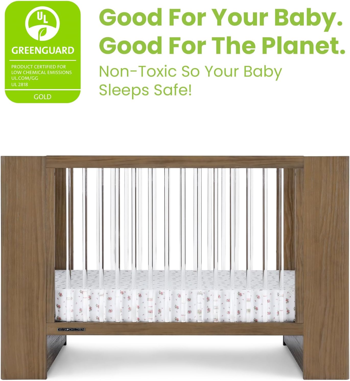 Delta Children Aerin 4-in-1 Convertible Crib - Greenguard Gold Certified, Aged Oak
