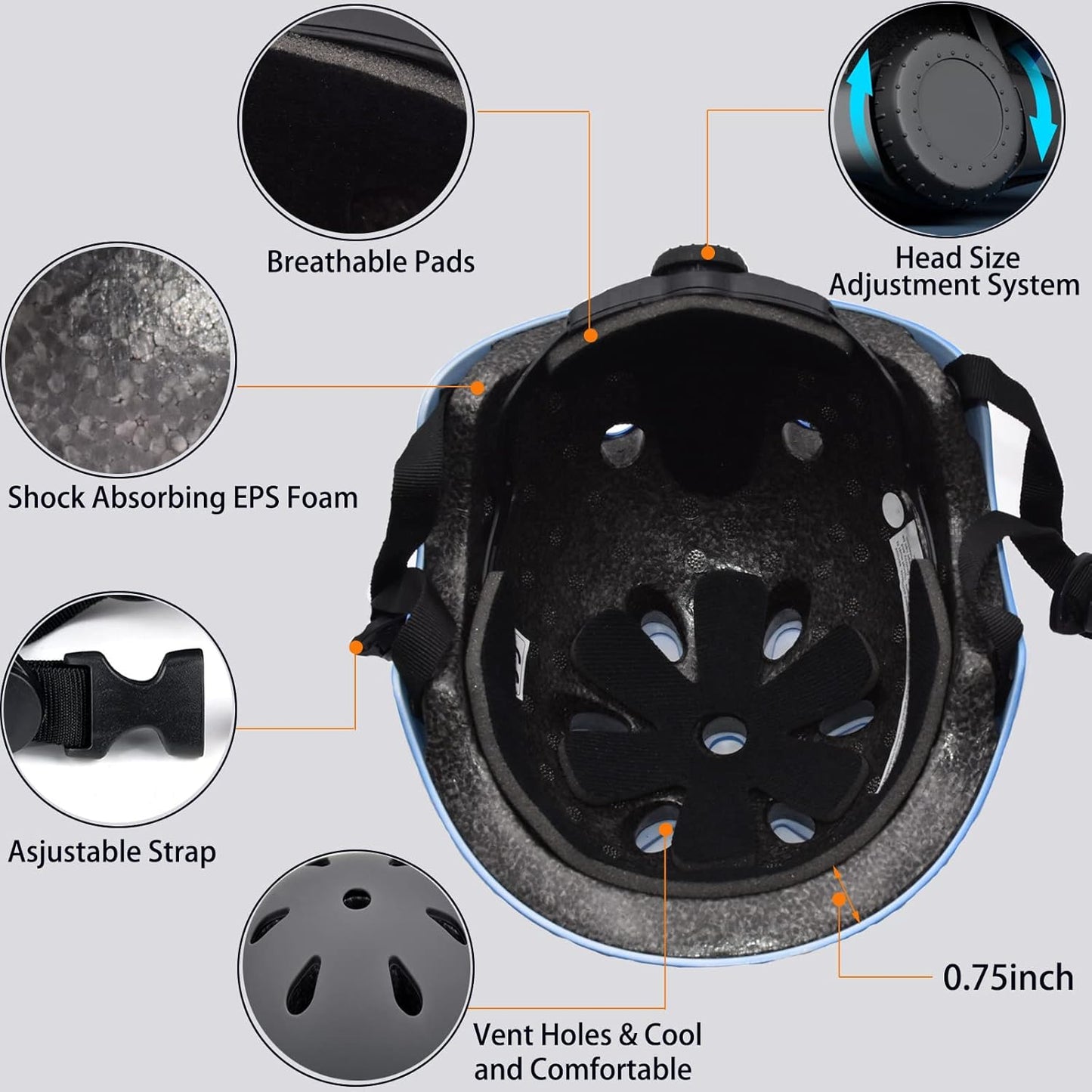 Kids Bike Helmet Set Adjustable for Children, Boys, Girls and Teenagers Aged 3-8 Years Includes Elbow, Knee, Wrist Guards Children's Helmet Protection Set for Bikes SkateboardsRollerskates