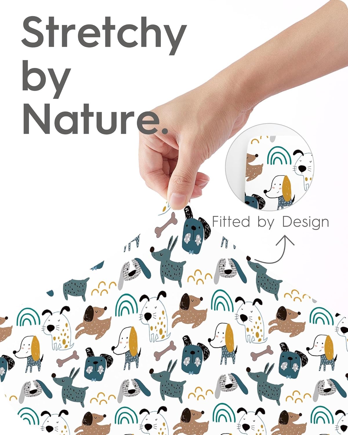 Extra Stretchy Changing Pad Cover, TotBasic Ultra Soft Premium Jersey Knit Changing Pad Sheets, Unisex for Boys Girls, Fits All Standard Changing Tables/Dresser Tops - 2 Pack (Print Dino + Puppy)