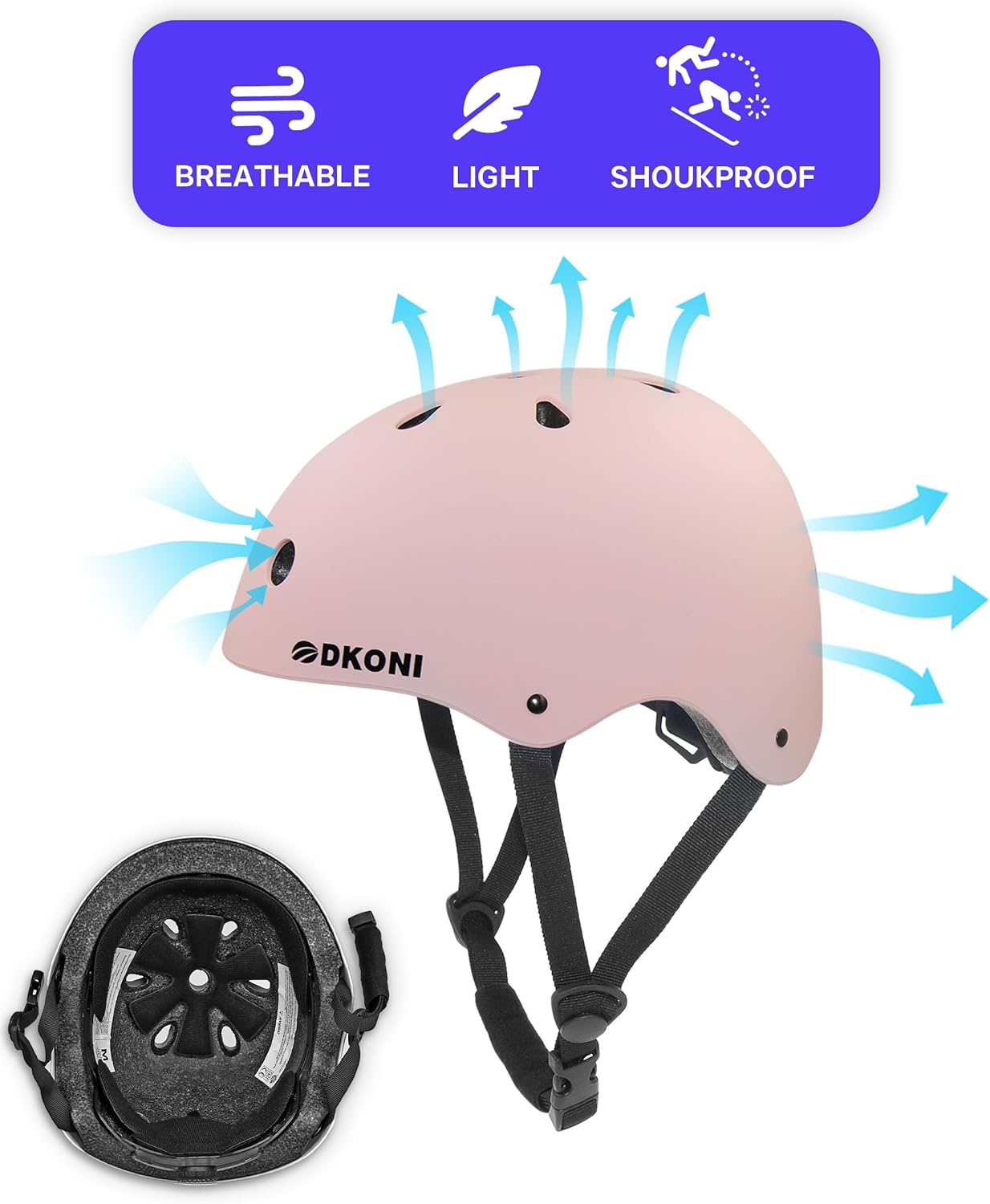 Kids Bike Helmet, Adjustable and Multi-Sport, from Toddler to Youth, 3 Sizes