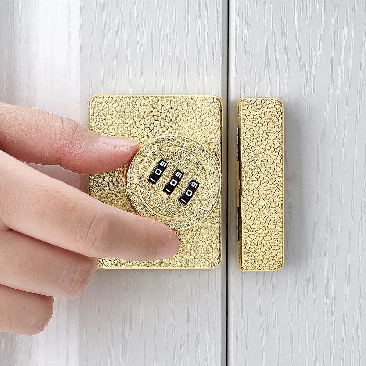 Gold Cabinet Lock,3 Digit Password Keyless,Anti Pry Mechanical Password Lock,Protect Privacy,for Drawer,Cabinets,Locker, Closet,Windows,Sliding Door,Bathroom,and Garden