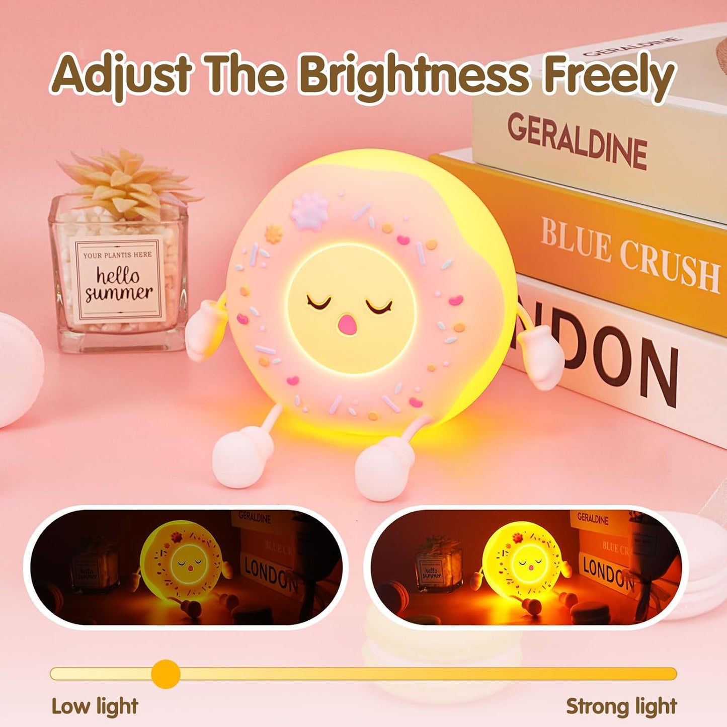 QANYI Donut Lover Light,Rechargeable Novelty Donut Lamp with Soft Touch Control and Sweet Funny Shape for Desk Decor, Birthday,Christmas,Valentine's Day Aesthetic Gifts for Girls Teens Teenages Women