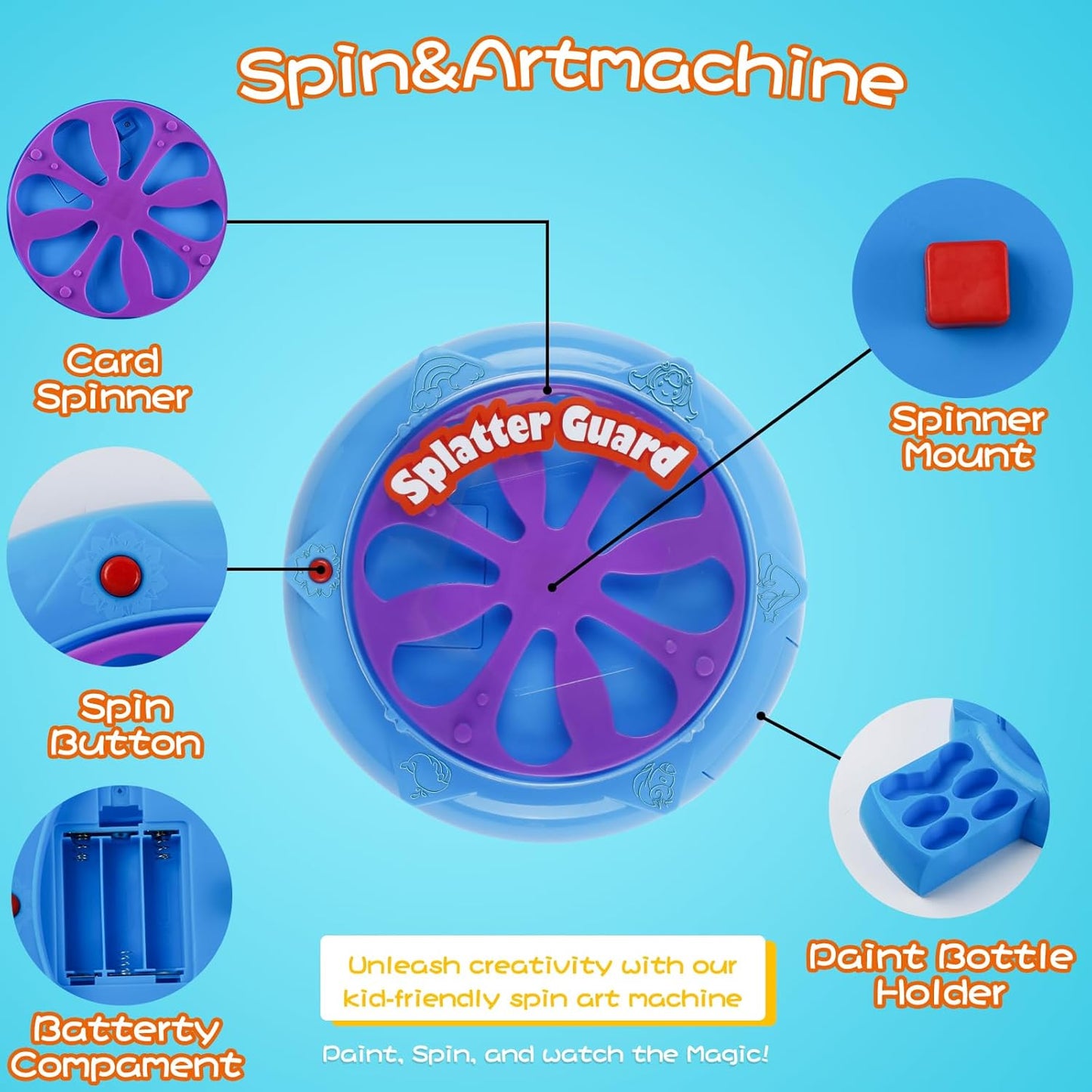 Wings Giant Paint Spin Art Machine Kit for Kids, Paint Spinner with Splatter Guard, Thicker Painting Spinner Arts & Crafts Gifts for Birthday, Toys Kits Set for Boys Girls Ages 6 7 8 9 10