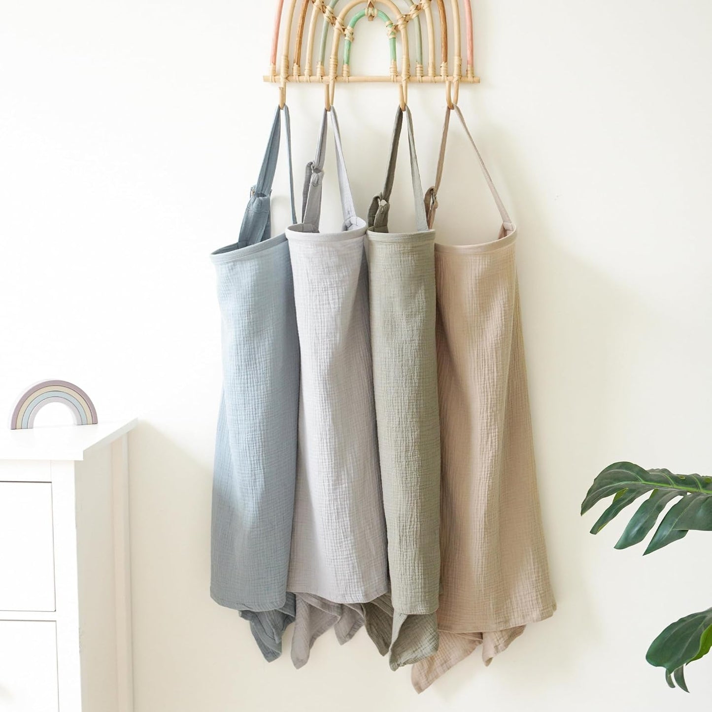 Muslin Nursing Covers for Breastfeeding, Privacy Breast Feeding Cover with Arch Neckline for Mom and Baby, Breathable 100% Cotton Nursing Apron Multi-use Stroller Cover