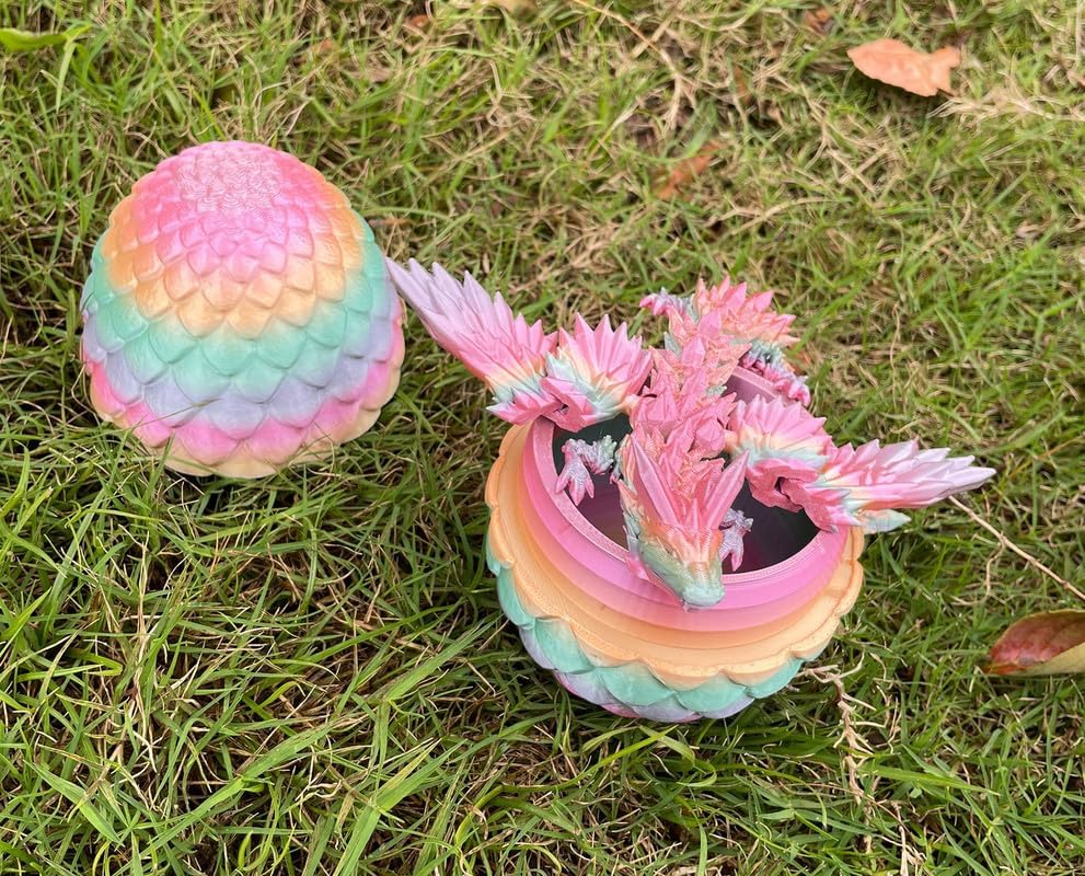 3D Printed Dragon Egg, 12inch Dragon Fidget Toys with Wings Easter Basket Stuffers Executive Desk Toys Crystal Dragon for Autism/ADHD Home Office Decor