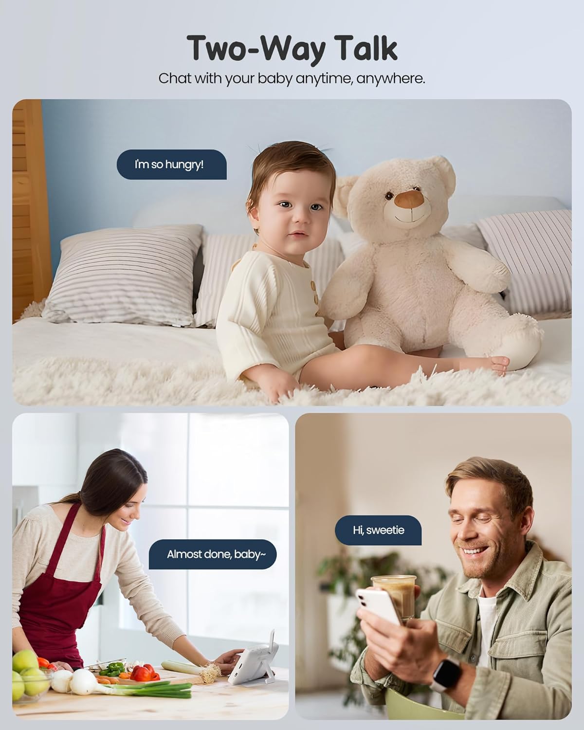 Baby Monitor with 2 Cameras and Audio WiFi/No WiFi: Baby Monitor WiFi Smartphone APP Control NightVision 4.3' Screen Smart Video Baby Monitor with Remote PTZ 2-Way Talk Motion & Cry Alert iOS/Android