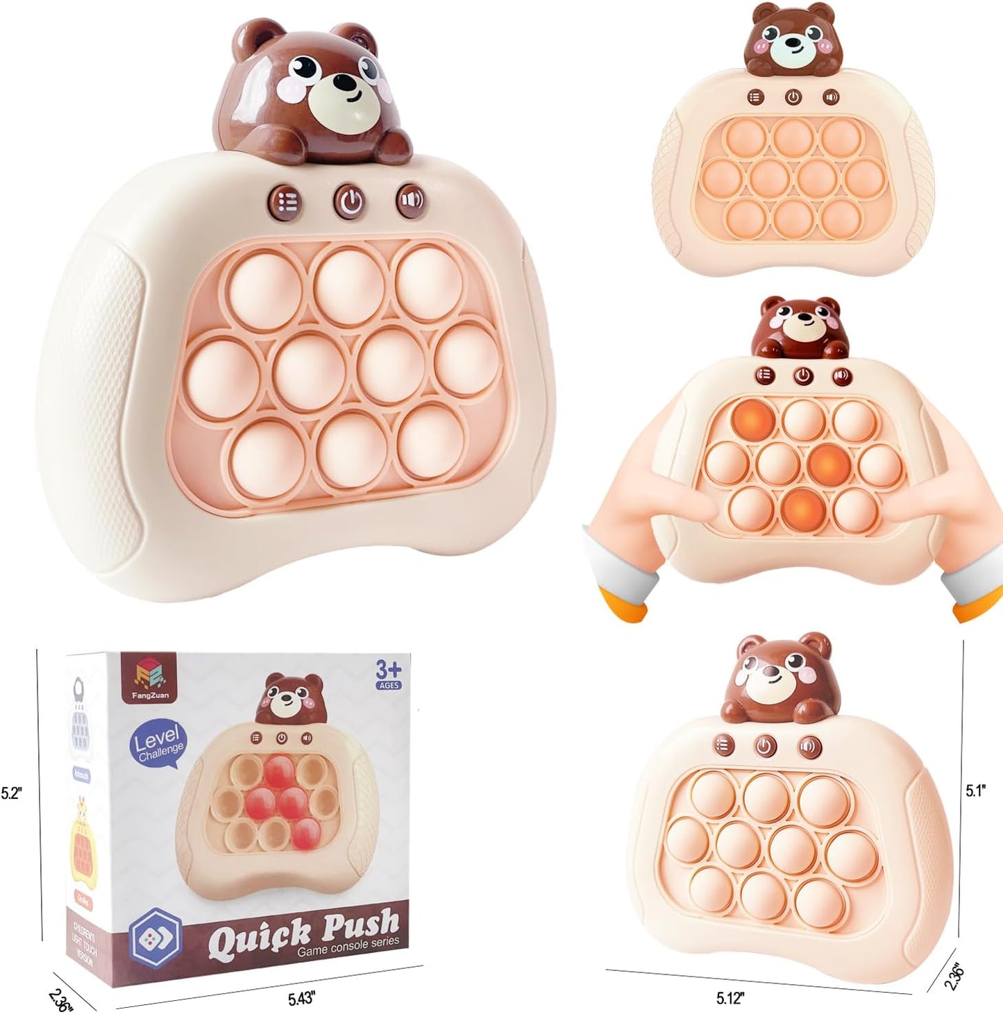 Pop The Target! Handheld Speed Pushing Game Machine: A Fun Multiplayer Game for Family. Fidget Game Toy for 6 7 8 9 10 11 12 Years Old Bear