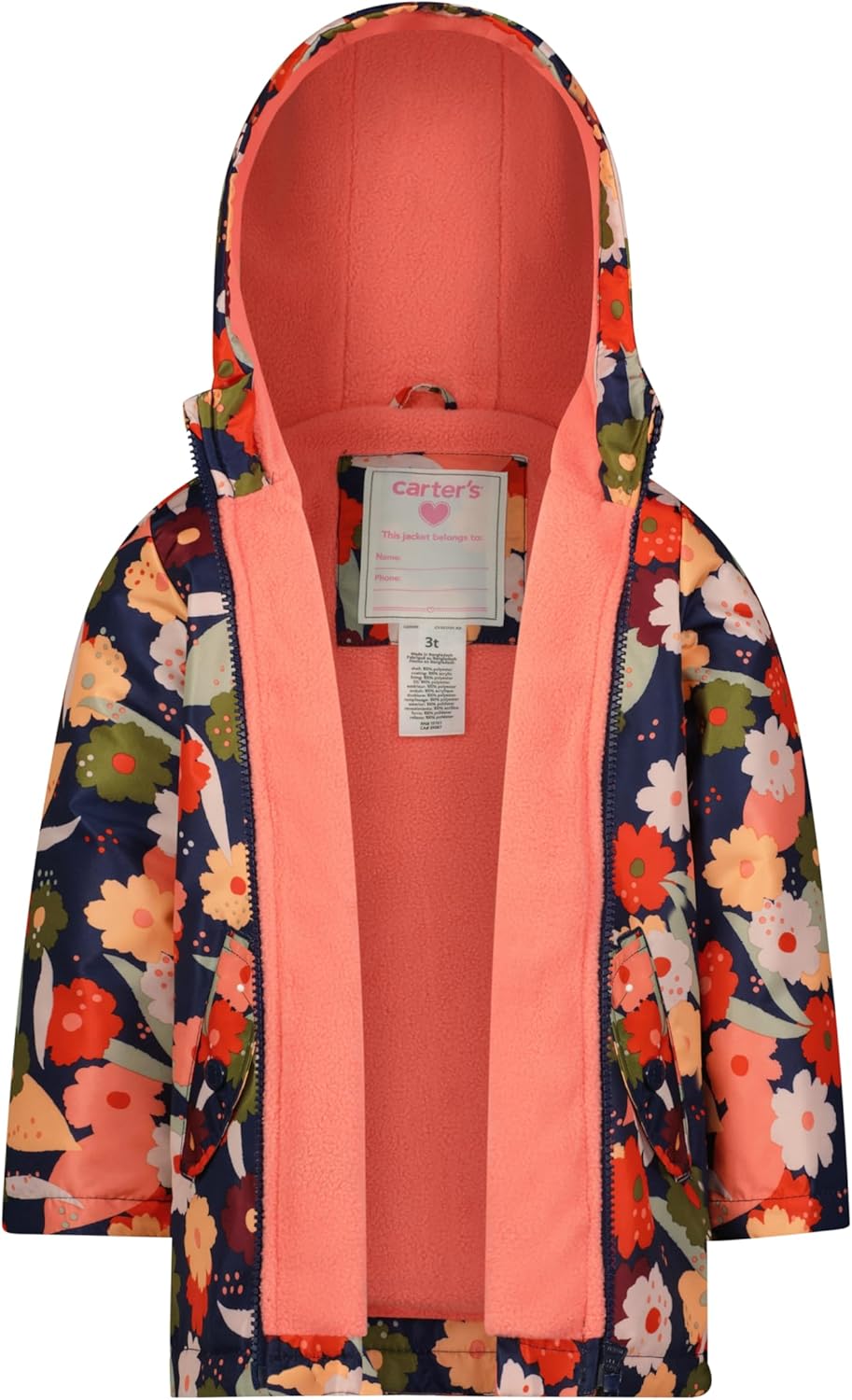 Carter's Toddler Girls Midweight Jacket, Warm, Hooded, Water-Resistant Winter Coat