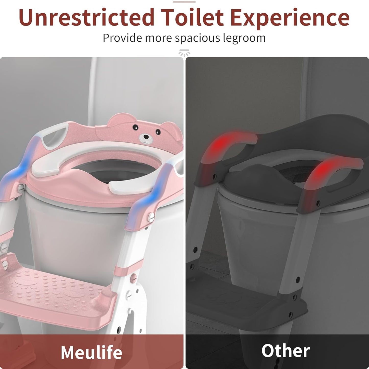 Potty Training Seat, Upgrade 2 in 1 Potty Training Toilet for Toddler, Toddler Toilet Seat for Boys Girls with Splash Guard, Anti-Slip Pad and Step Stool (Pink)