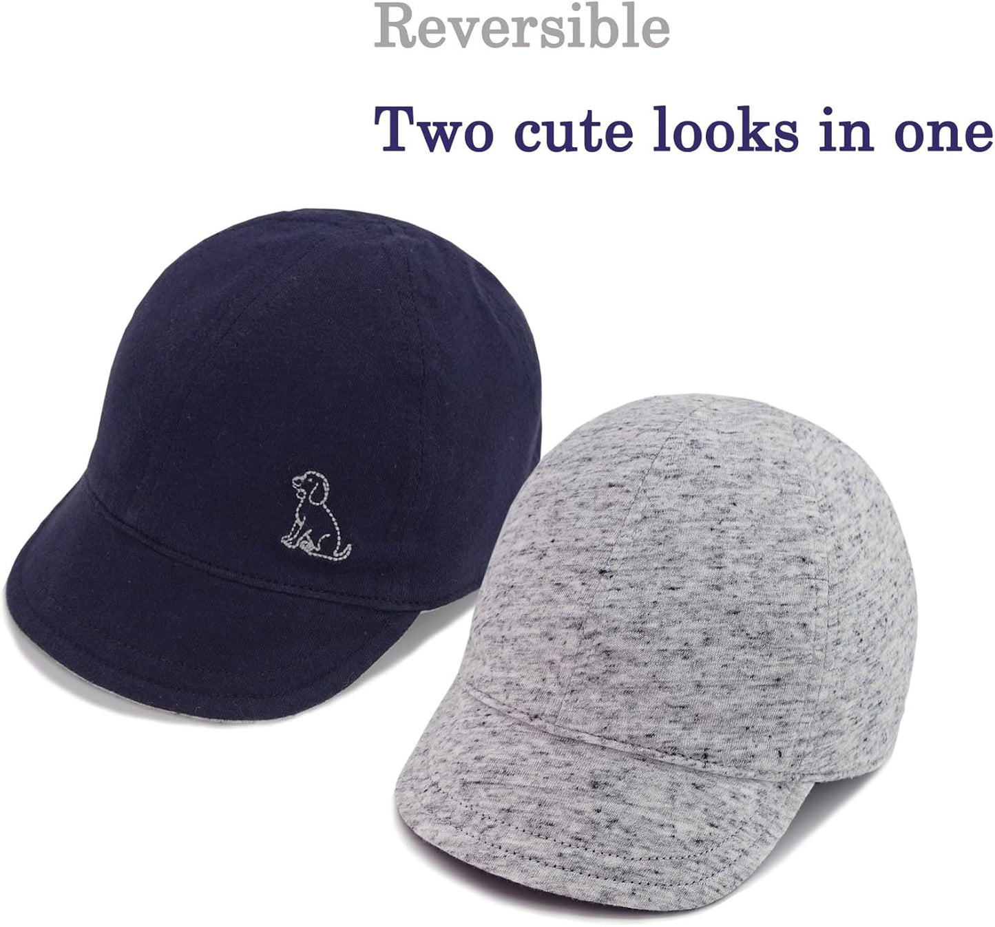 Keepersheep Baby Reversible Baseball Cap Infant Sun Hat, Cotton Knit Soft Brim for Infant Toddler, Summer Outdoor Unisex