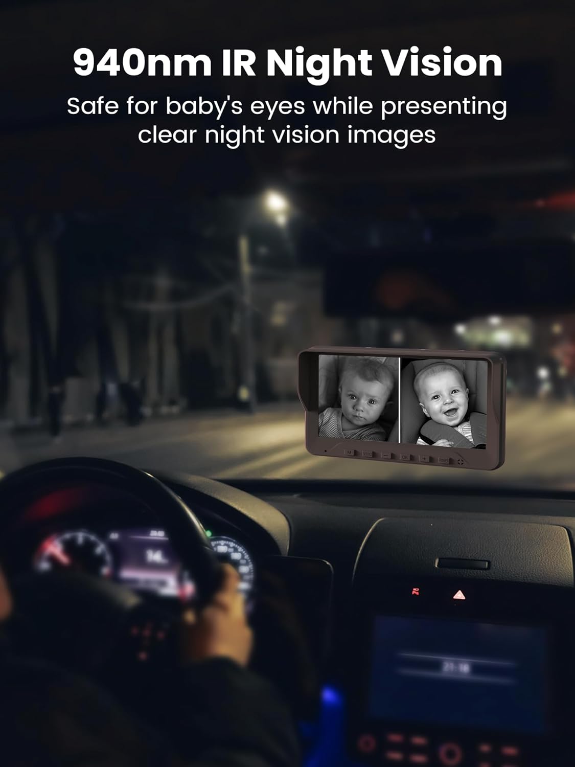 GROWNSY Dual Car Camera Baby Monitor, 7" 1080P AHD Car Camera for 2kids, Backseat Mirror for Baby Rear Facing with Infrared Night Vision, Easily Observe Baby's Every Move