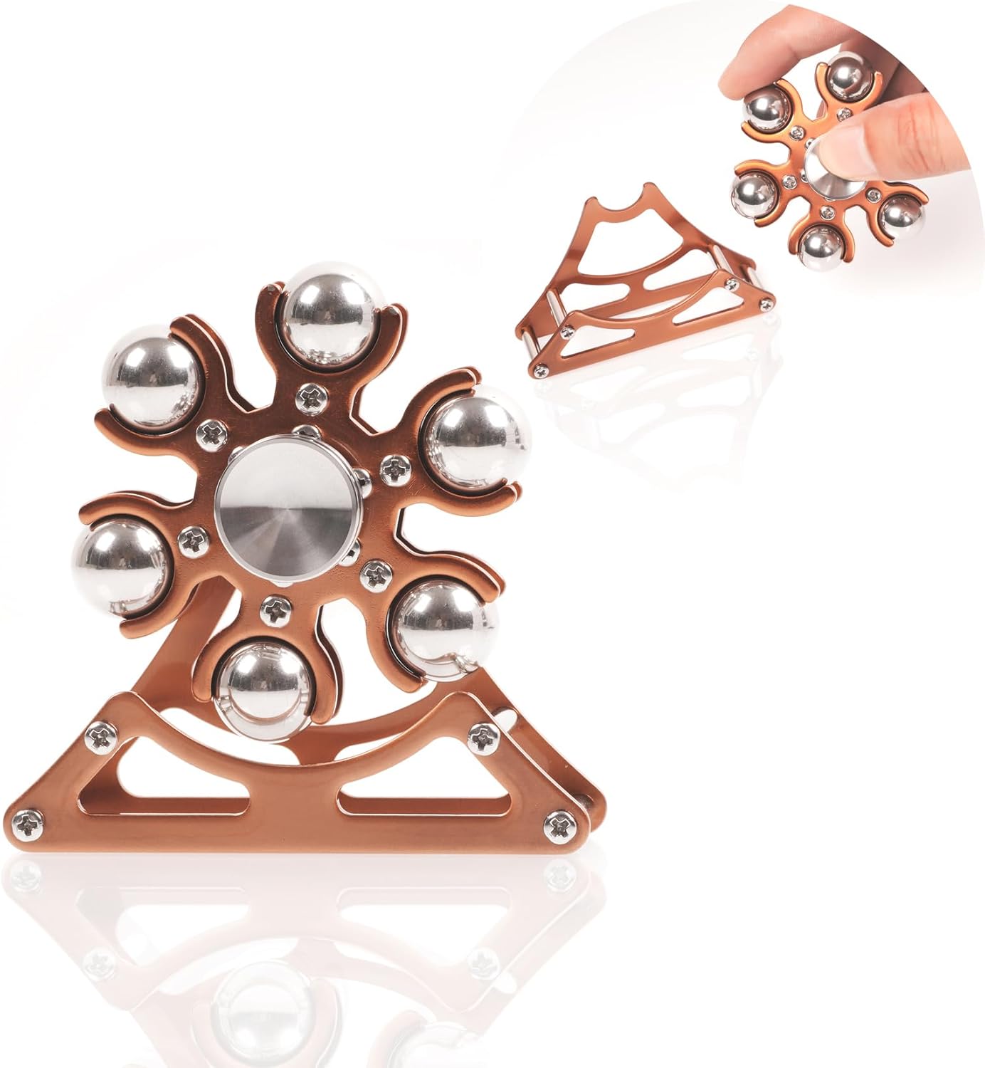 Desk Toys for Fidget Ferris Wheels-Spinner: 2mins Metal Cool-Gadgets Kinetic-Spinner for Kid Children Teen Adult EDC-Toy, ADHD Tools Cool Stuff Stress Relief Gift (Rose-Gold)