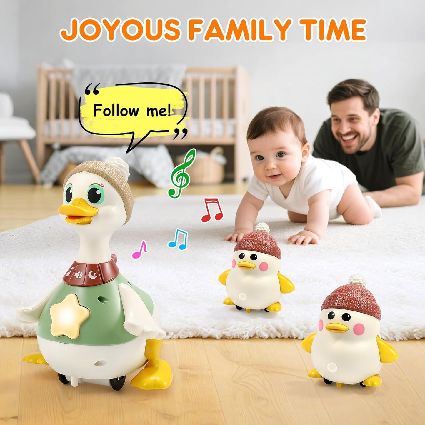 LUDILO Infant Baby Toys 6-12 Months: Musical Crawling Duck Toy Must Have 5 6 7 8 9 10 12 18 Month Old Baby Toy 0-6-12-18 Month Newborn Tummy Time Toys for 1 Year Old Boy Girl Gifts Stocking Stuffers