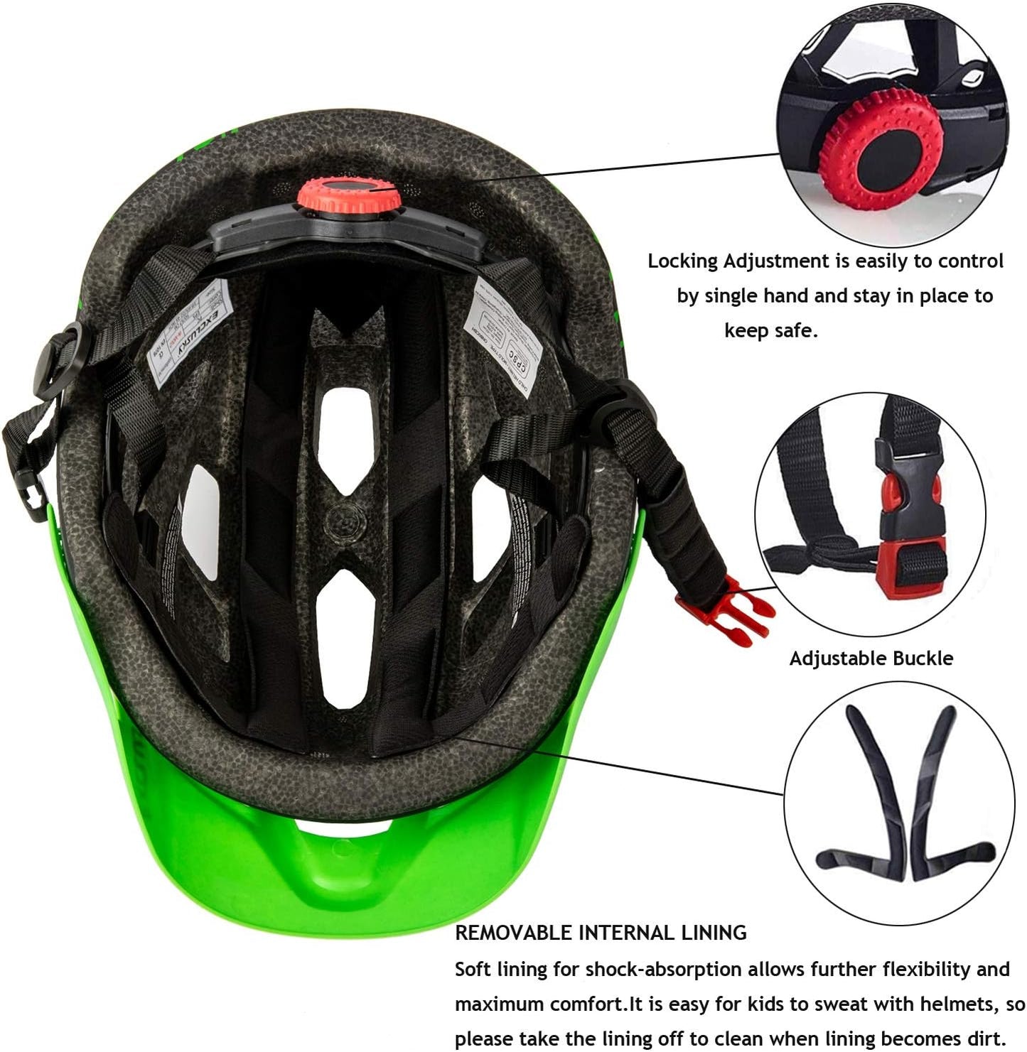 Kids Helmet, Exclusky Kids Bike Helmet Adjustable Safety Lightweight Children Bicycle Helmet for Kids Skating Cycling Scooter Boys and Girls Bicycle Helmets Ages 5-8-14