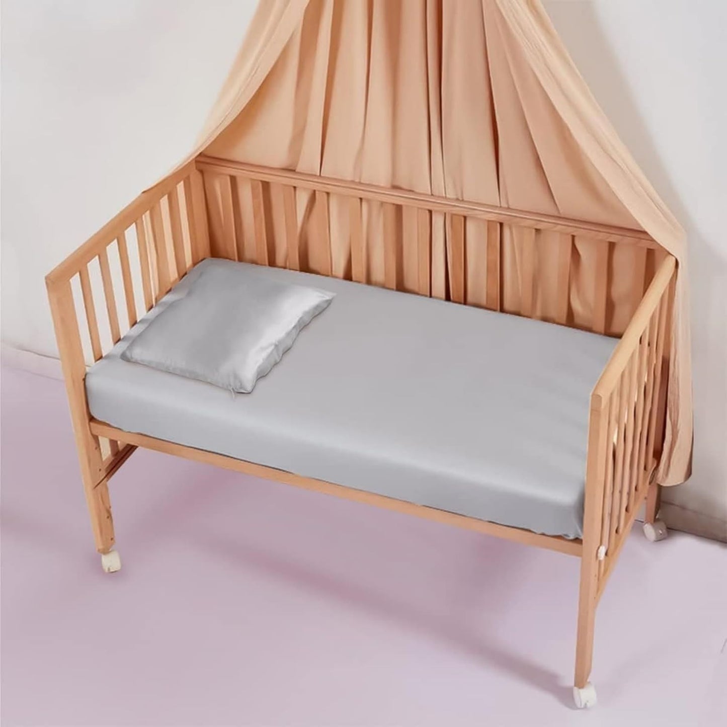 Organic Silk Baby Pillowcase with Zipper, Small 10"x13" Pillow Cover for Boys & Girls, Ideal for Bed & Travel, Soft for Kids Hair & Skin, Hypoallergenic Pillowcases for Toddlers (Grey)