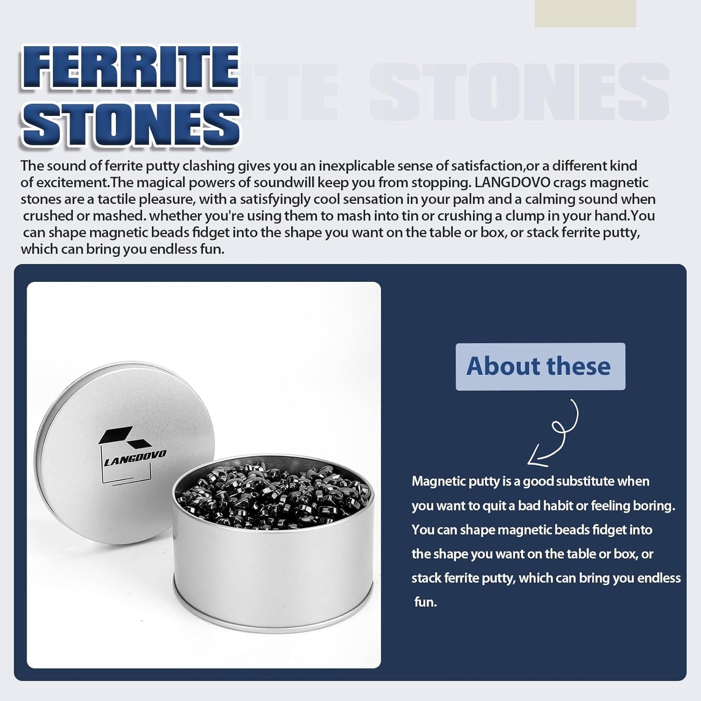 Magnetic Putty Over 1000 Weak Magnetic Beads Fidget Ferrite Putty Crags Magnetic Stones Fun Quiet Magnetic Balls Fidget Toys for Office and Desk (Black)