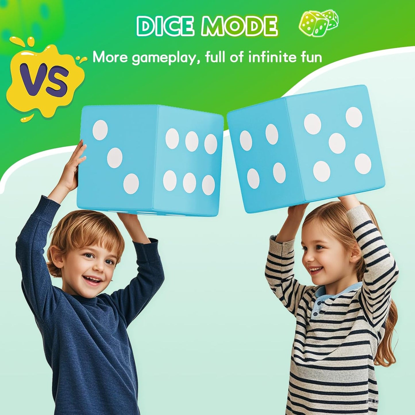 UMOMO 6 PCS Foam Climbing Blocks for Toddlers, Dice & Rock-Paper-Scissors Game Modes, Colorful Modular Play Set for Kids - Safe Indoor Activity Toy for Preschool Playroom (Green-Blue)