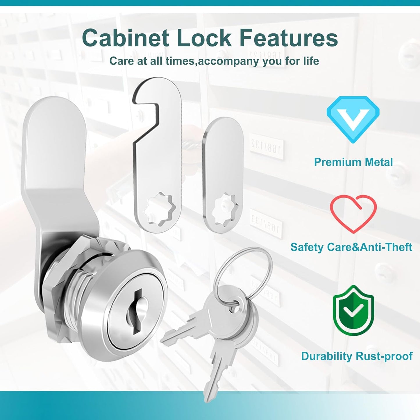 6 Pcs Cabinet Locks with Keys, 5/8 Inch Cam Lock Keyed Alike, RV Cam Lock for RV Storage Door, Cabinet and Drawer, Tool Box Locks with Keys, Zinc Alloy