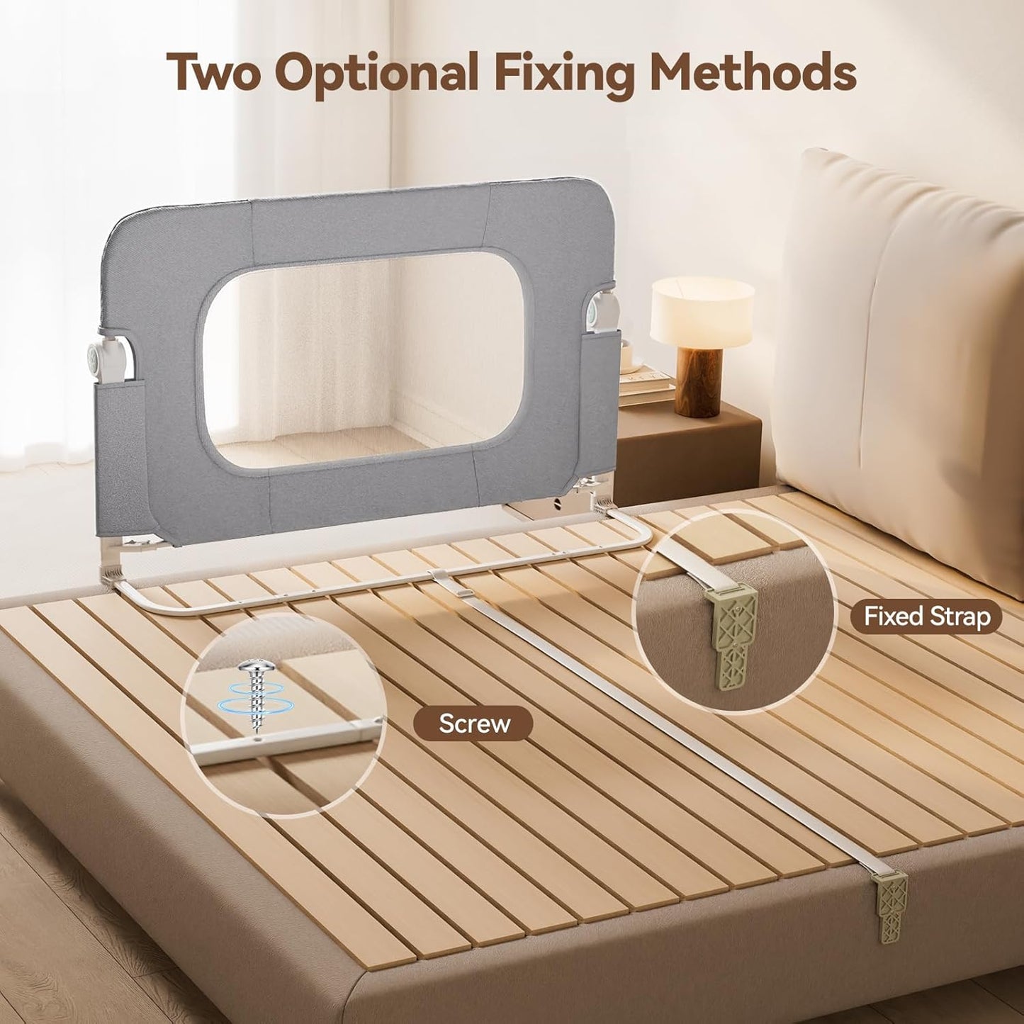 Reinforced Bed Rail for Toddlers – 47’’ Long Safety Guard with Thickened Material, Adjustable & Folding Bed Rails for Twin, Full, Queen, King Beds