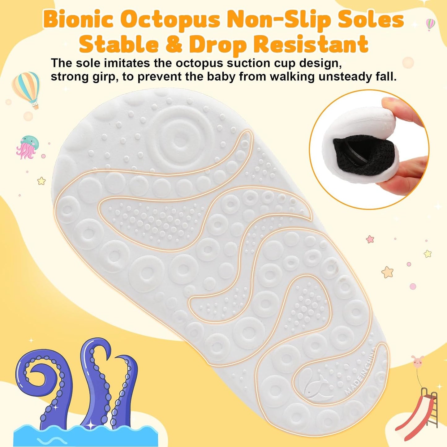 FEETCITY Baby First Walking Shoes Wide Baby Shoes Infant Sneakers Newborn Crib Shoe Barefoot Lightweight Slip On Shoe