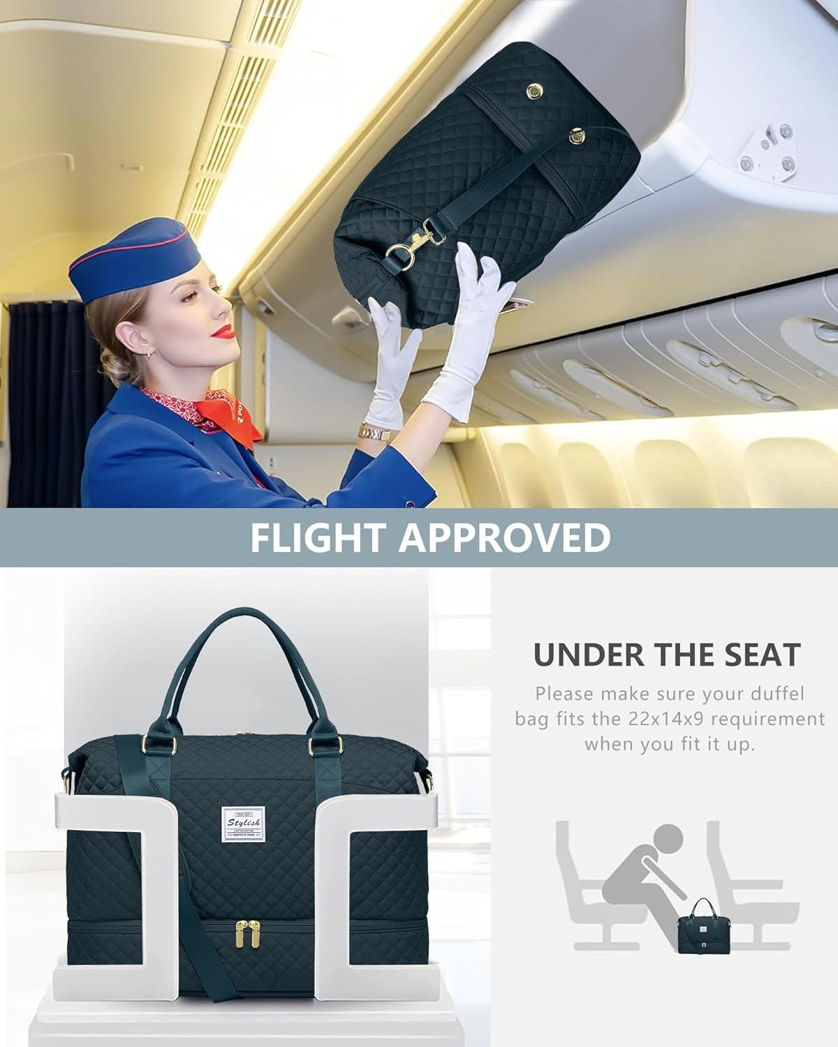 Travel Weekender Bags For Women - Carry On Duffel Bags with Shoe Compartment Overnight teal Weekender Tote Bags with Wet Pocket Gym Duffle Bag for Travel Sports Weekend Hospital Peacock Blue