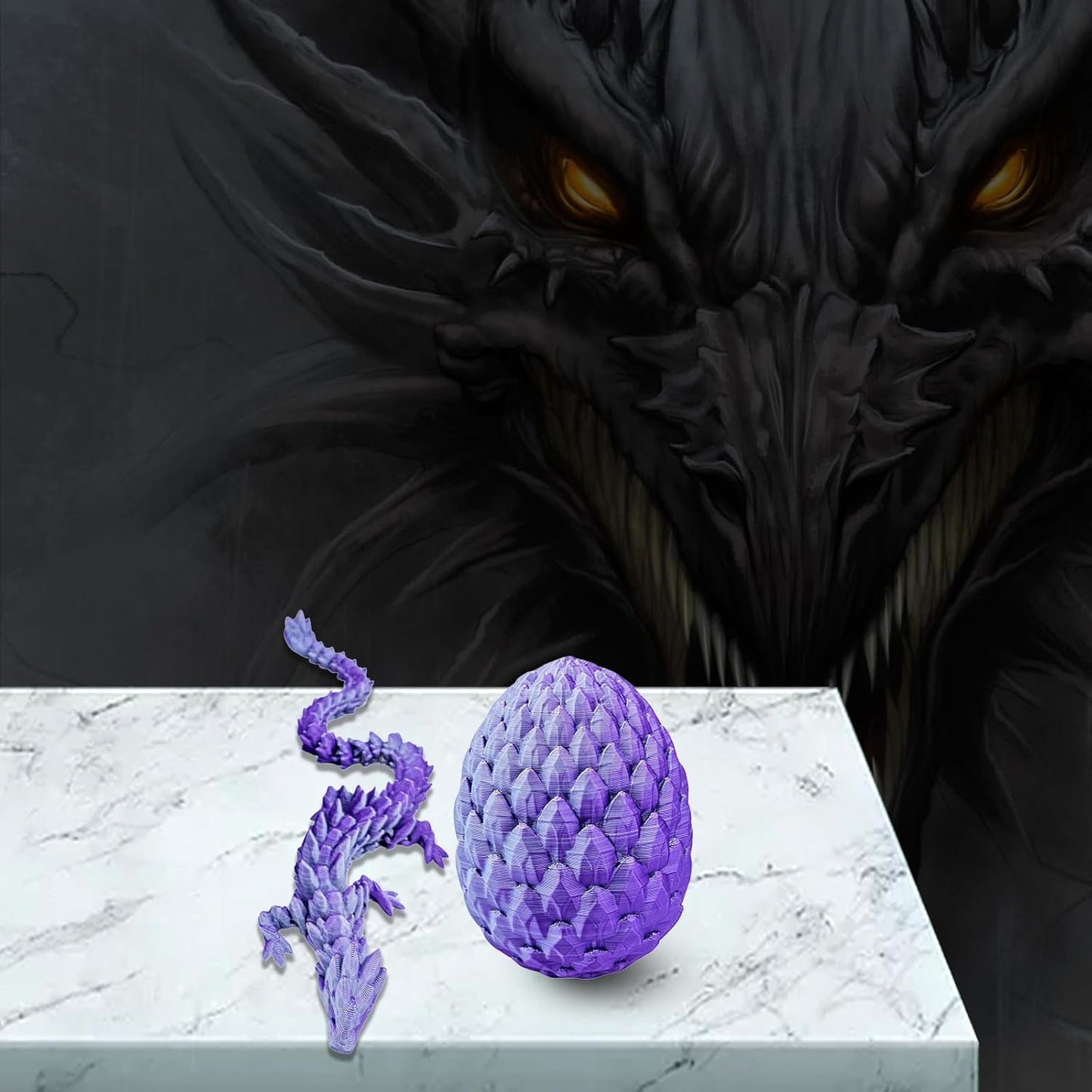 Easter Dragon Eggs 3D Printed Dragon Egg with Dragon Inside Articulated Crystal Dragon Fidget Toy Mystery Easter Suprise Home Office Decor Executive Desk Toys