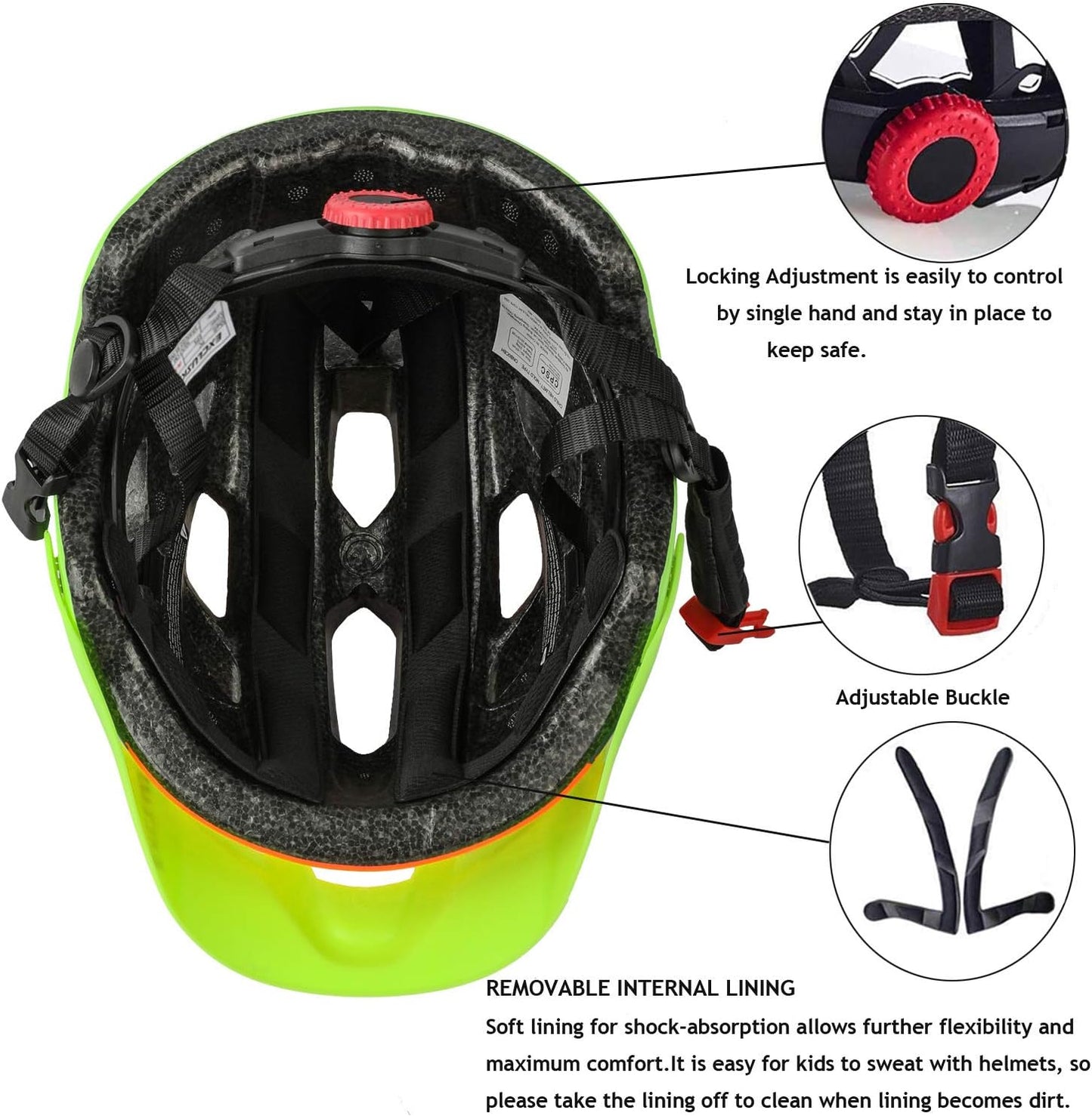 Kids Helmet, Exclusky Kids Bike Helmet Adjustable Safety Lightweight Children Bicycle Helmet for Kids Skating Cycling Scooter Boys and Girls Bicycle Helmets Ages 5-8-14