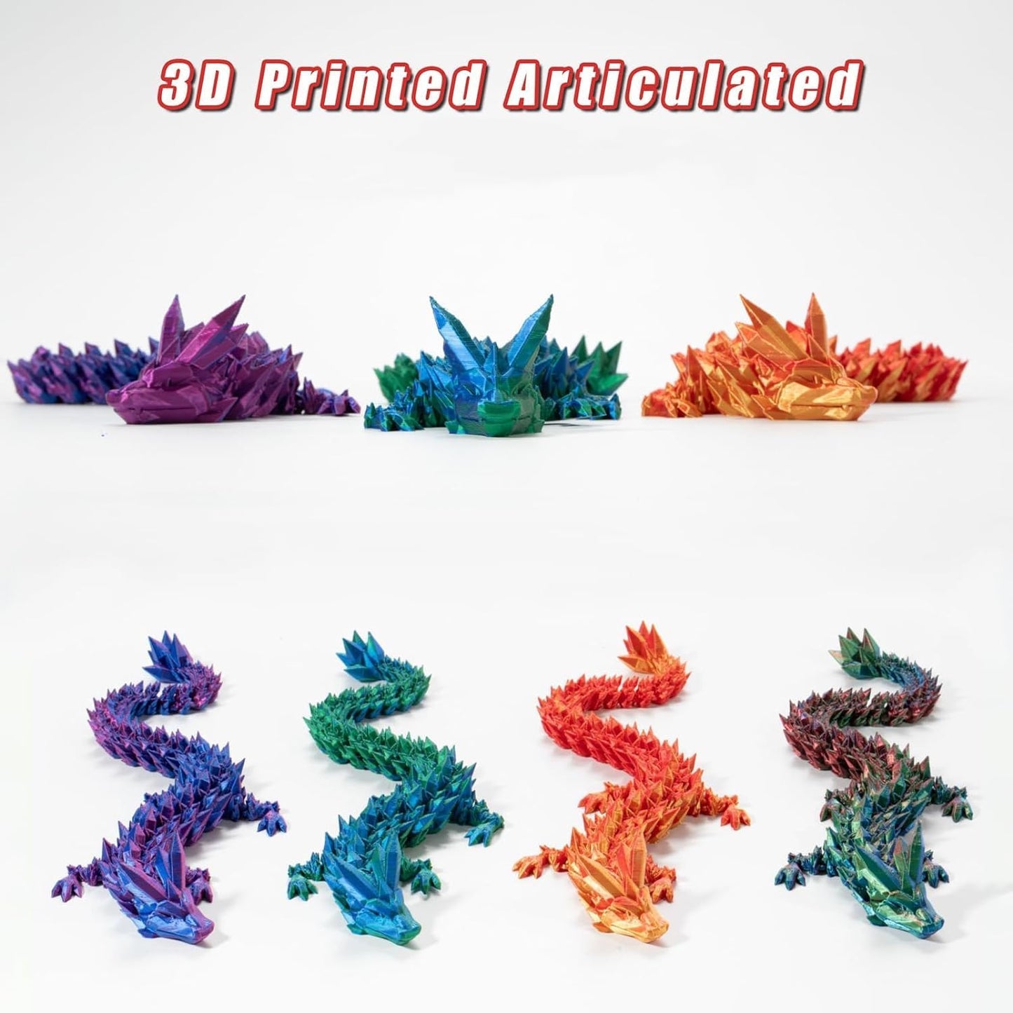 3D Printed Dragon in Egg, Full Articulated Dragon Crystal Dragon with Dragon Egg, Home Office Decor Executive Desk Toys, Adults Fidget Toys for Autism ADHD,3D Printed Gift