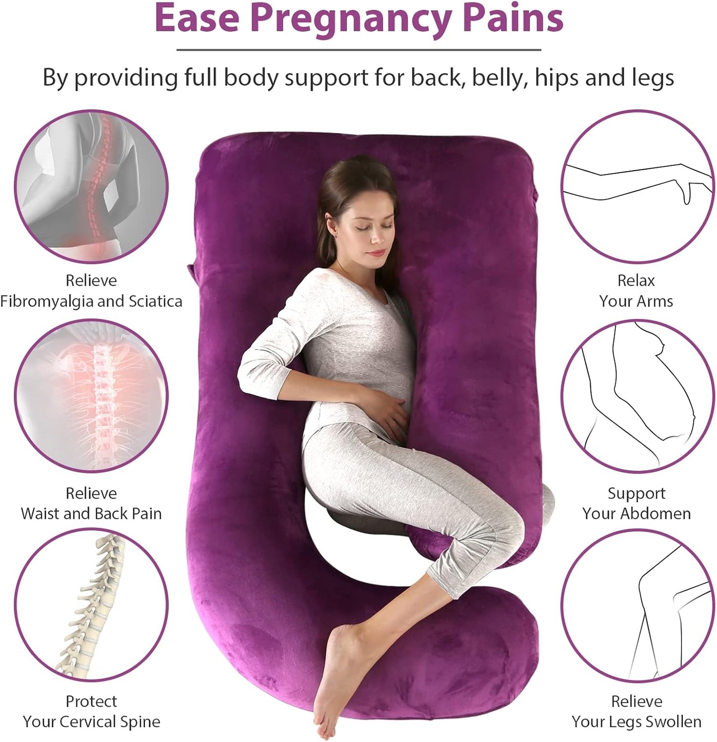 BATTOP Pregnancy Pillows for Sleeping,Full Body Pillow for Pregnancy Women with Removable Cover,Support for Back,HIPS,Legs,Belly,Must Have Maternity Pillow