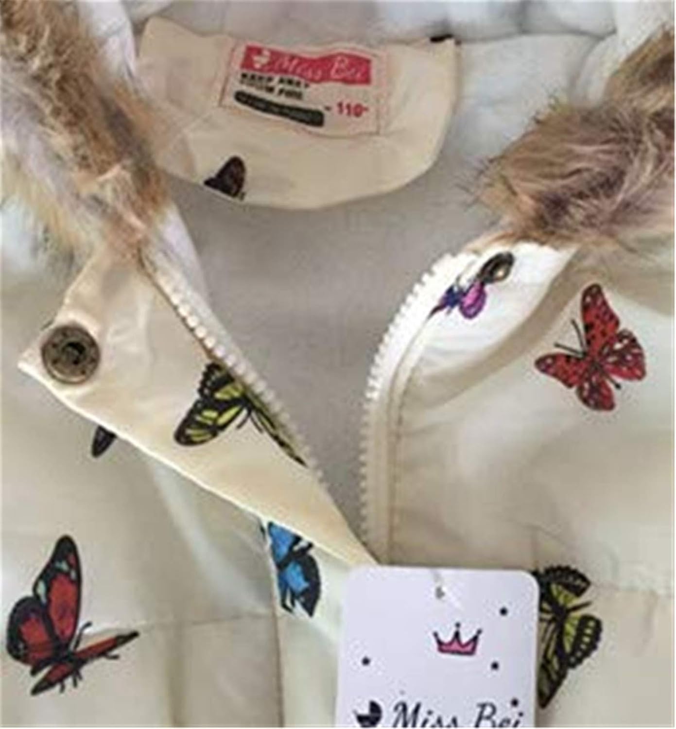 Miss Bei Girl's Winter Coat Jacket Hooded Kids Toddler Flower Print Parka Outwear Warm Cotton Puffer Hooded Jacket