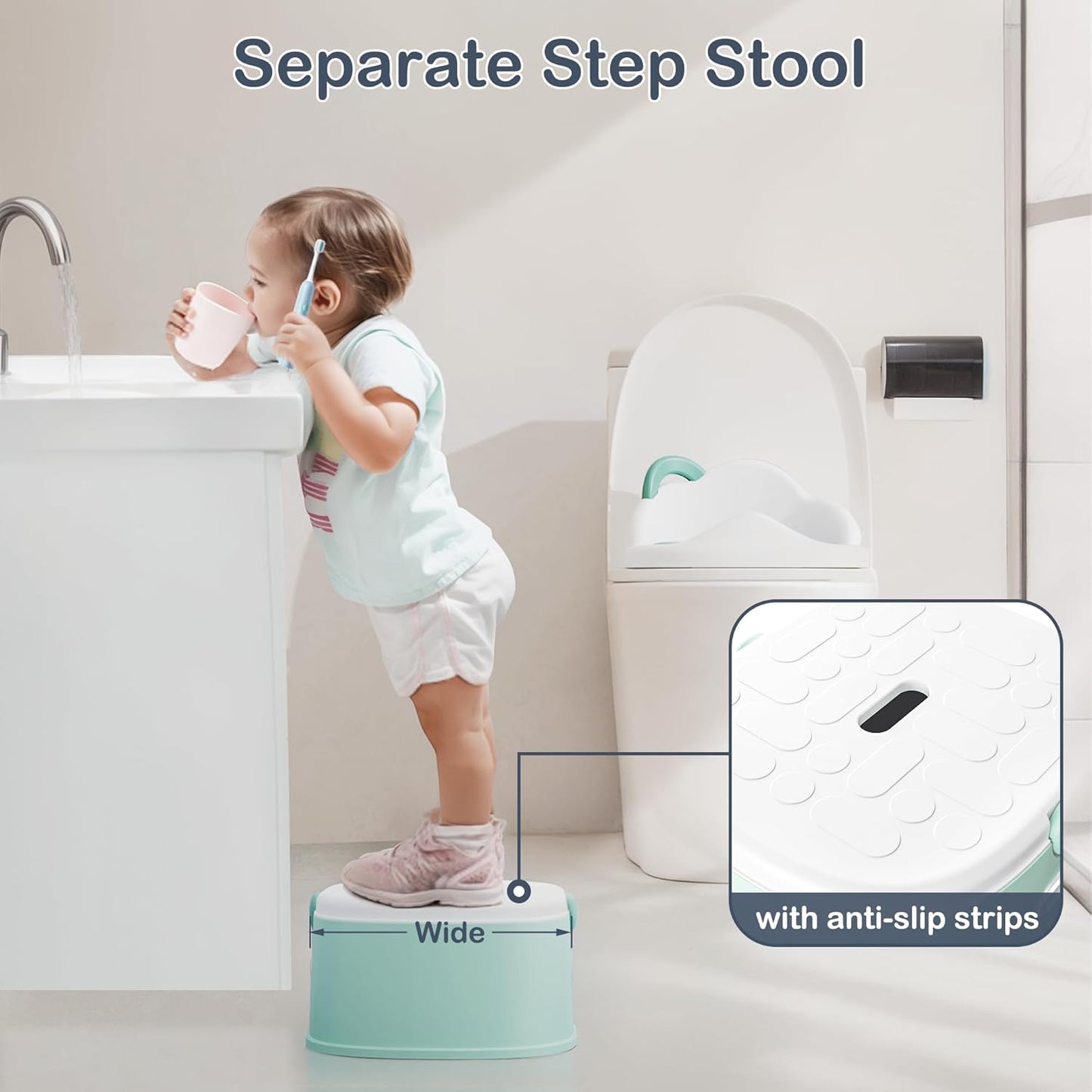 3-in-1 Toddler Potty Training Toilet & Detachable Training Seat & Sturdy Step Stool, Larger Potty Chair for Boy & Girl with Comfortable Backrest, Armrests, Splash Guard