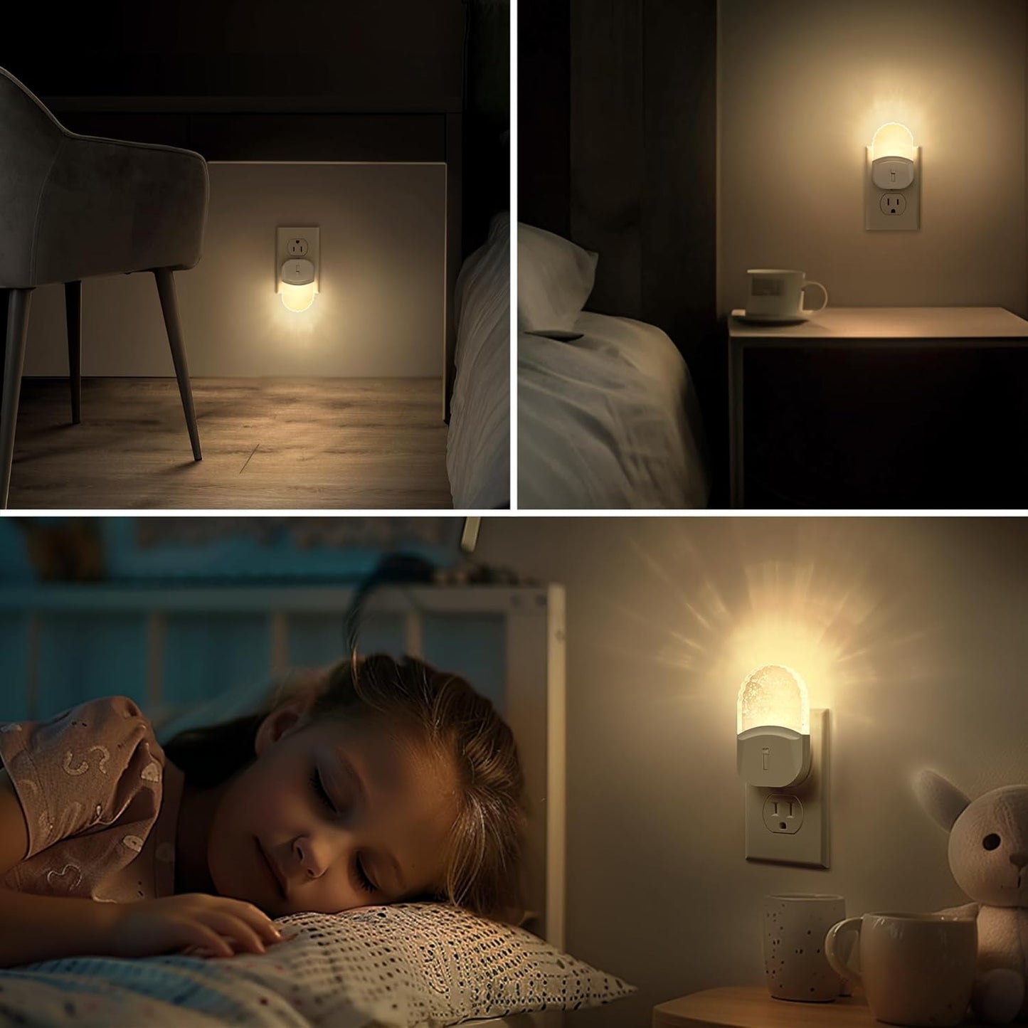 Bubble Night Light Plug in, LED Acrylic Night Light, 2 Pack, Decorative Dimmable Nightlight Dusk to Dawn Sensor, Soft 3000K Warm Nightlight for Bathroom, Hallway, Bedroom