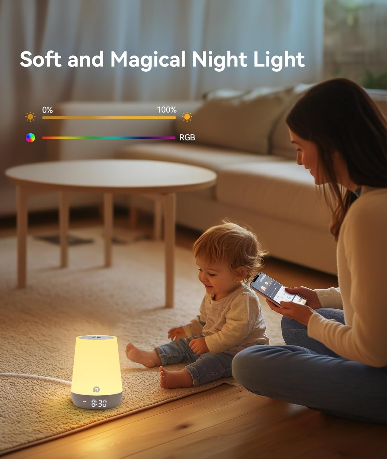 Dreamegg Nite 1 - Baby Sound Machine, Sleep Trainer, Night Light for Kids, Ok to Wake Alarm Clock, 34 Soothing Sounds, App Control, White Noise Sound Machine for Baby Kids Toddler Nursery(Star Travel)