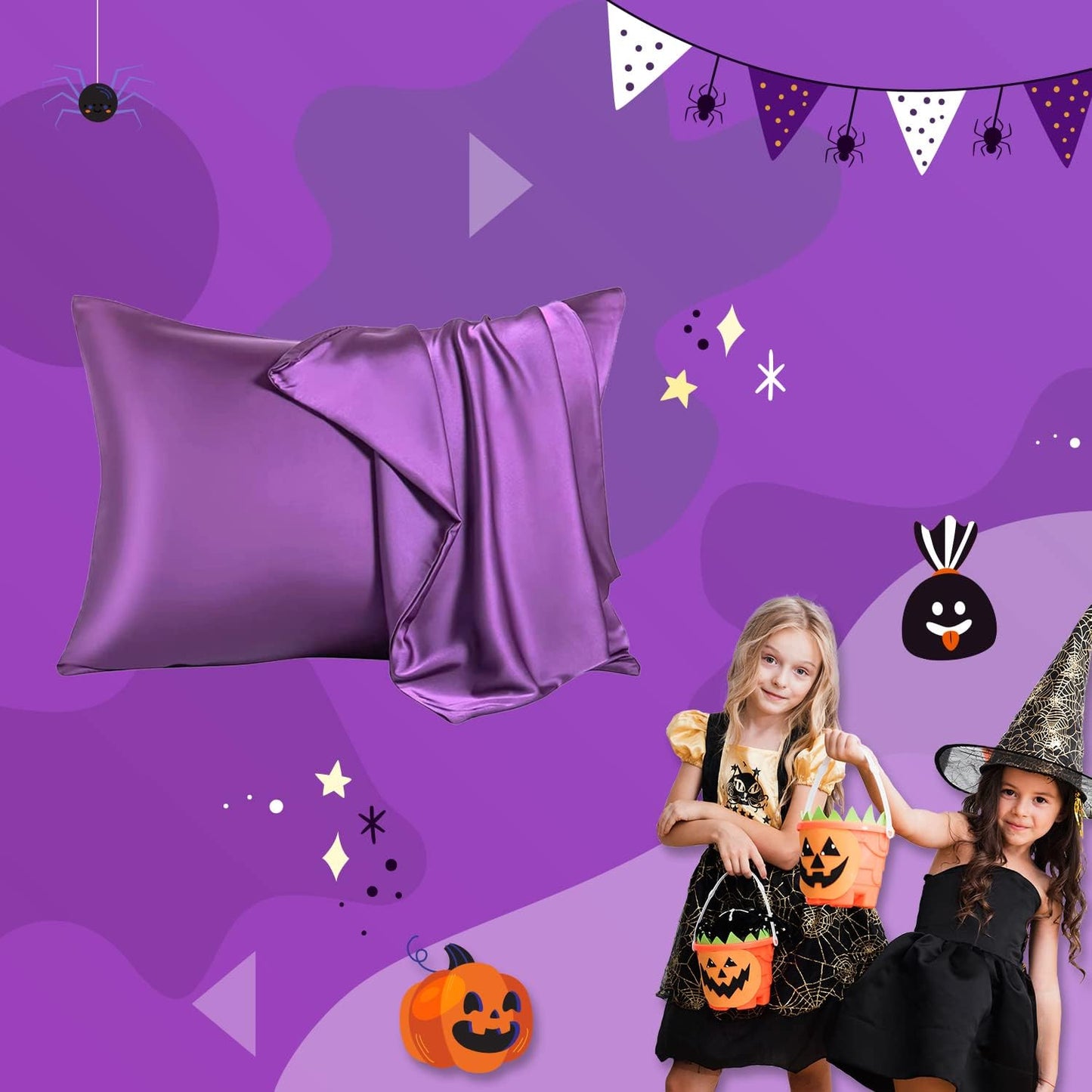 Mulberry Silk Pillowcase for Hair and Skin,Standard Size Cooling Silk Pillow Case with Hidden Zipper,Allergen Proof Dual Sides Soft Breathable Smooth Silk Pillow Cover for Women(Standard,Purple)