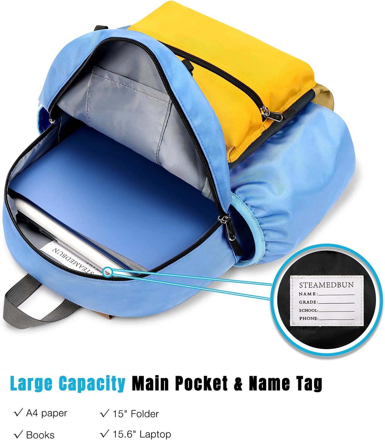 STEAMEDBUN Kids Backpack for Boys 4-6: Boys Backpacks for Elementary - 15 inch Backpack for Kindergarten