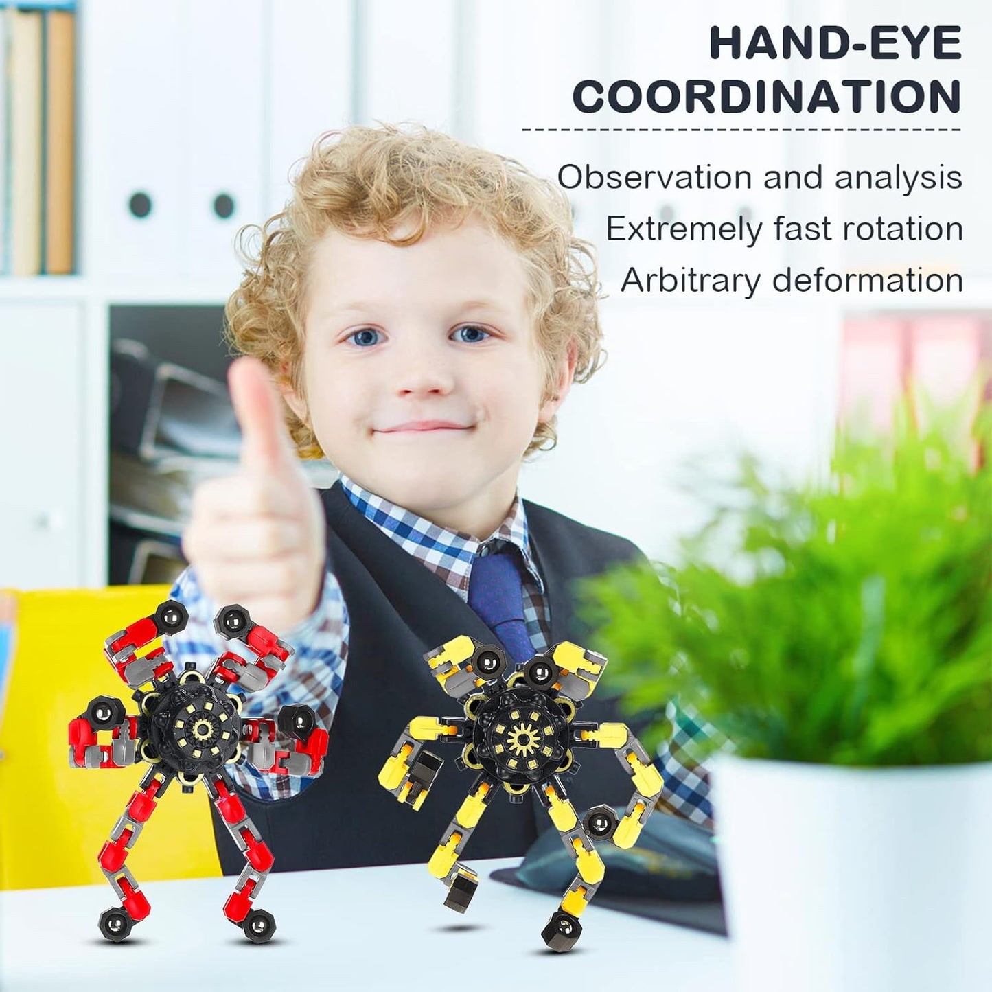 20 Pcs Transformable Chain Robot Finger Spinner Robot Deformed Mechanical Spiral Twister Fingertip Spinners Spiral Twister Fingertip Decompression Fingertip Spinner for Adults Teens