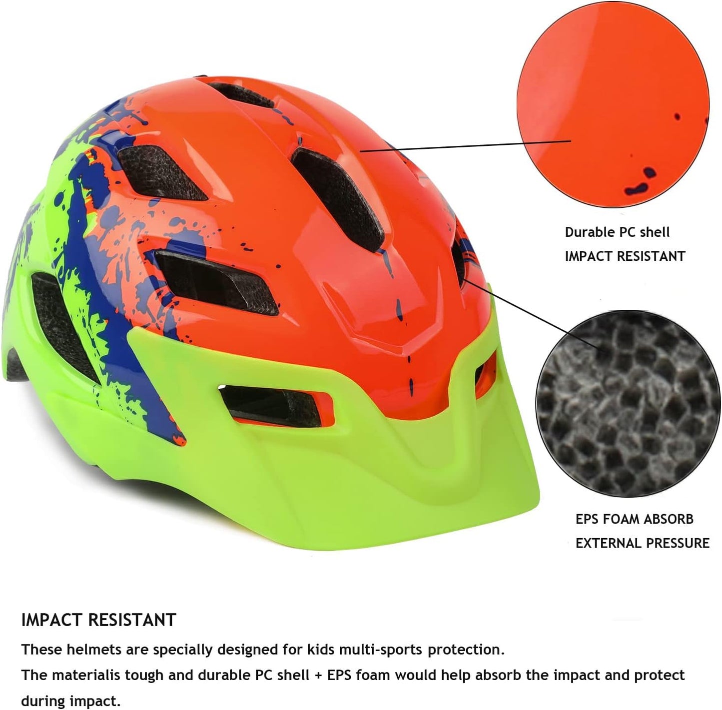 Kids Helmet, Exclusky Kids Bike Helmet Adjustable Safety Lightweight Children Bicycle Helmet for Kids Skating Cycling Scooter Boys and Girls Bicycle Helmets Ages 5-8-14
