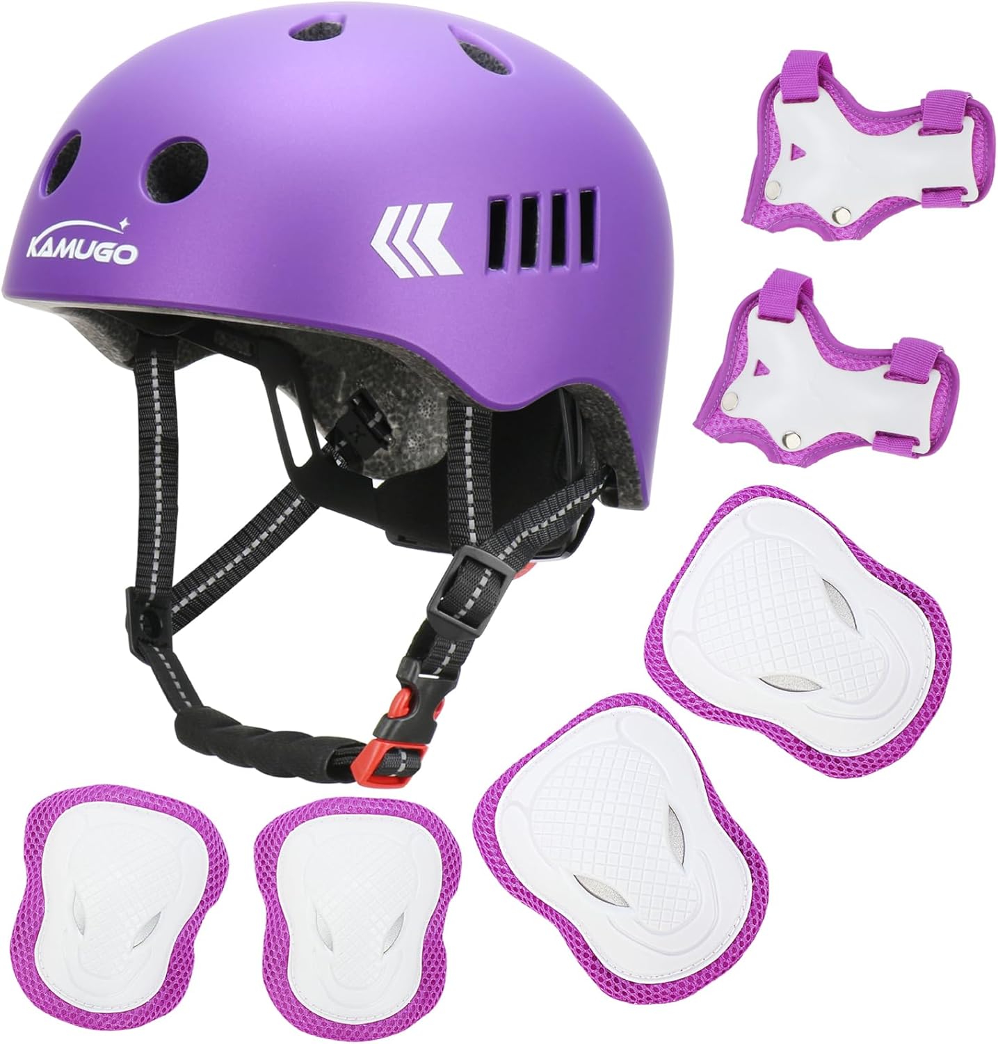 KAMUGO Kids Bike Helmet Set, Toddler Helmet for Ages 2-8 Boys Girls with Sports Protective Gear Set Knee Elbow Wrist Pads for Skateboard Cycling Scooter Rollerblading