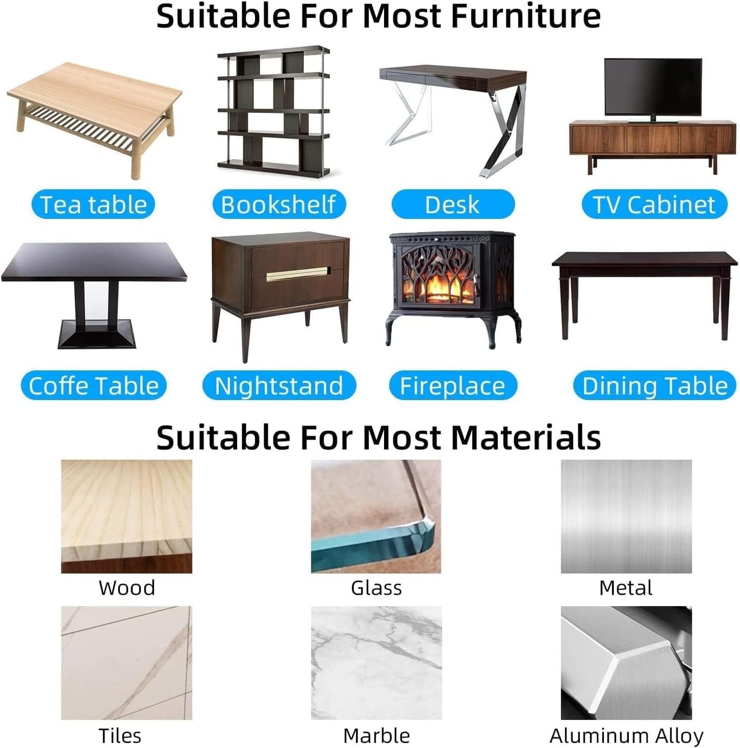 2Pack Clear Edge Protector Strip, 0.8in x 6.56FT(13.12FT Total), Sharp Edge Wrap Cover Tape, Self Adhesive Protective Corner Bumper Guards for Cabinet Door Desk Glass Table Furniture, Countertop