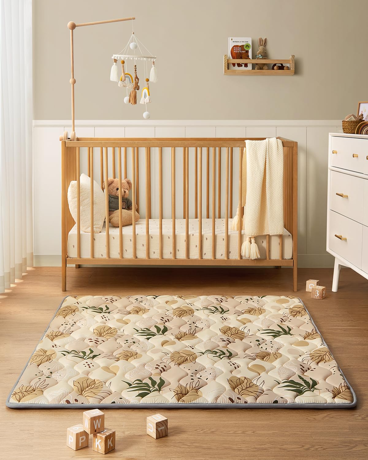 Blissful Diary Baby Play Mats for Floor, 50x50 Playpen Mat, Thicken Cushioning Padding Foam Playmate for Baby and Toddlers Infants, Non-Slip & Machine Washable, Earth Tones Design